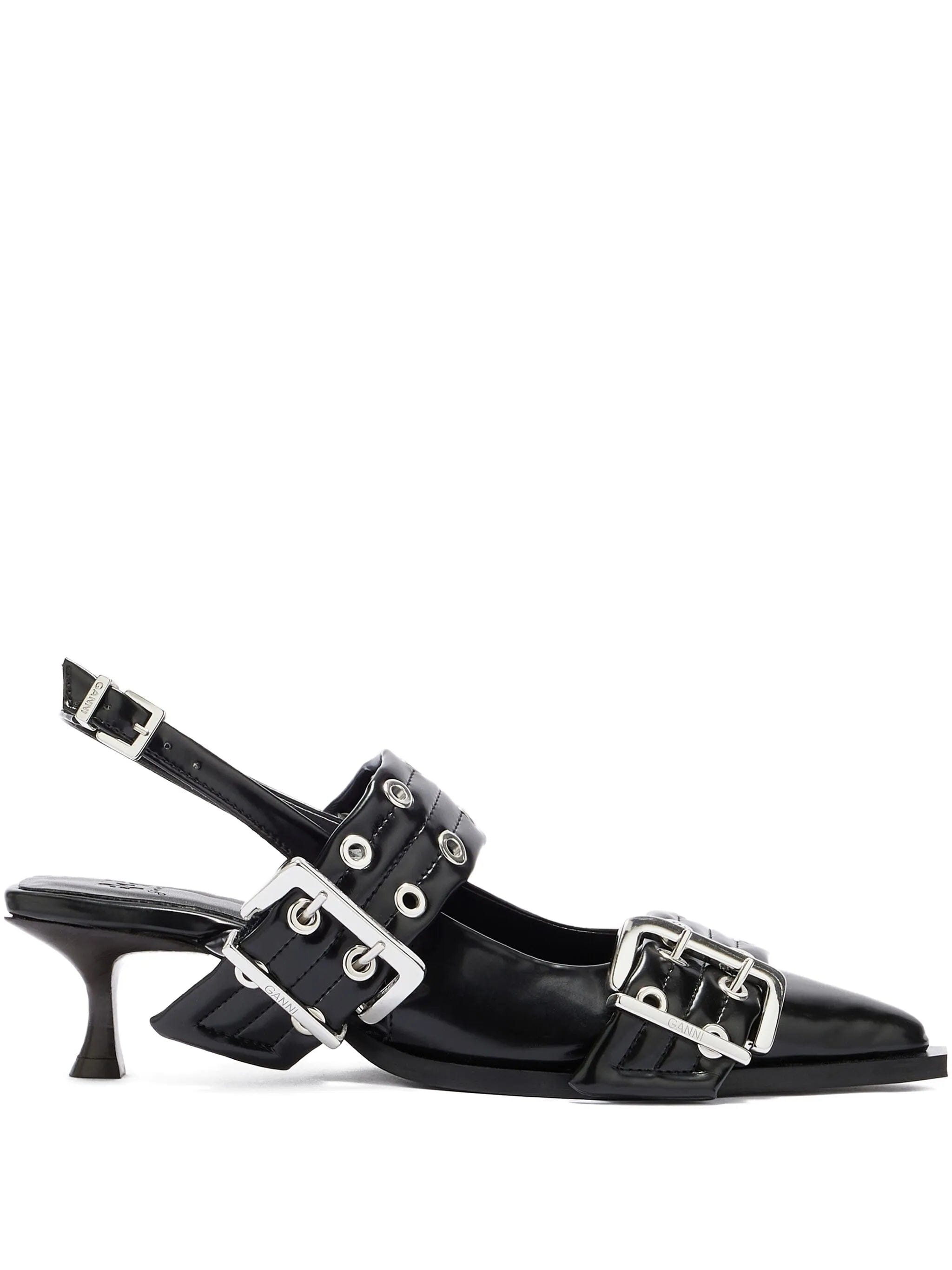 GANNI buckle - strap slingback heels