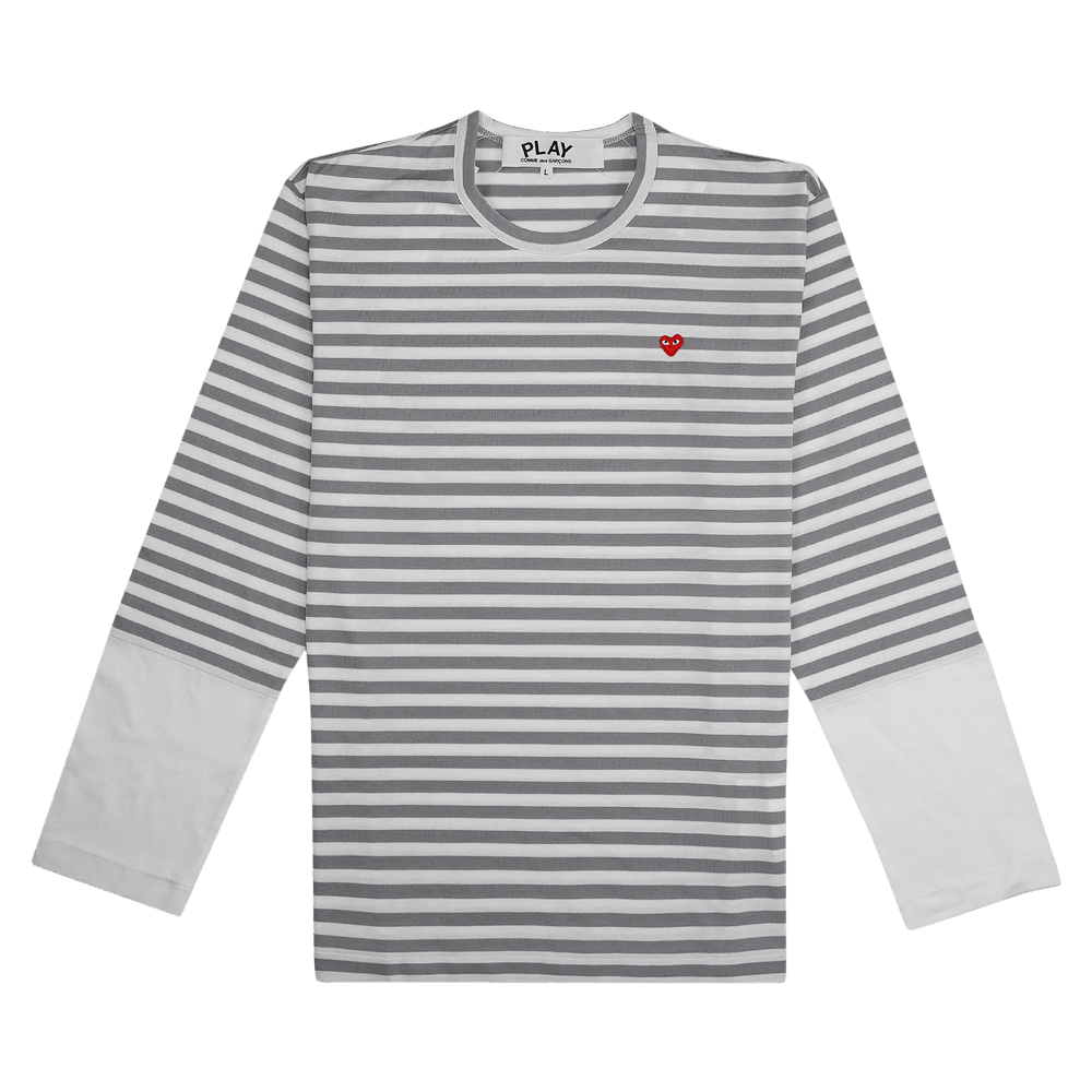 Comme des Garçons PLAY Striped Long-Sleeve T-Shirt Grey/White