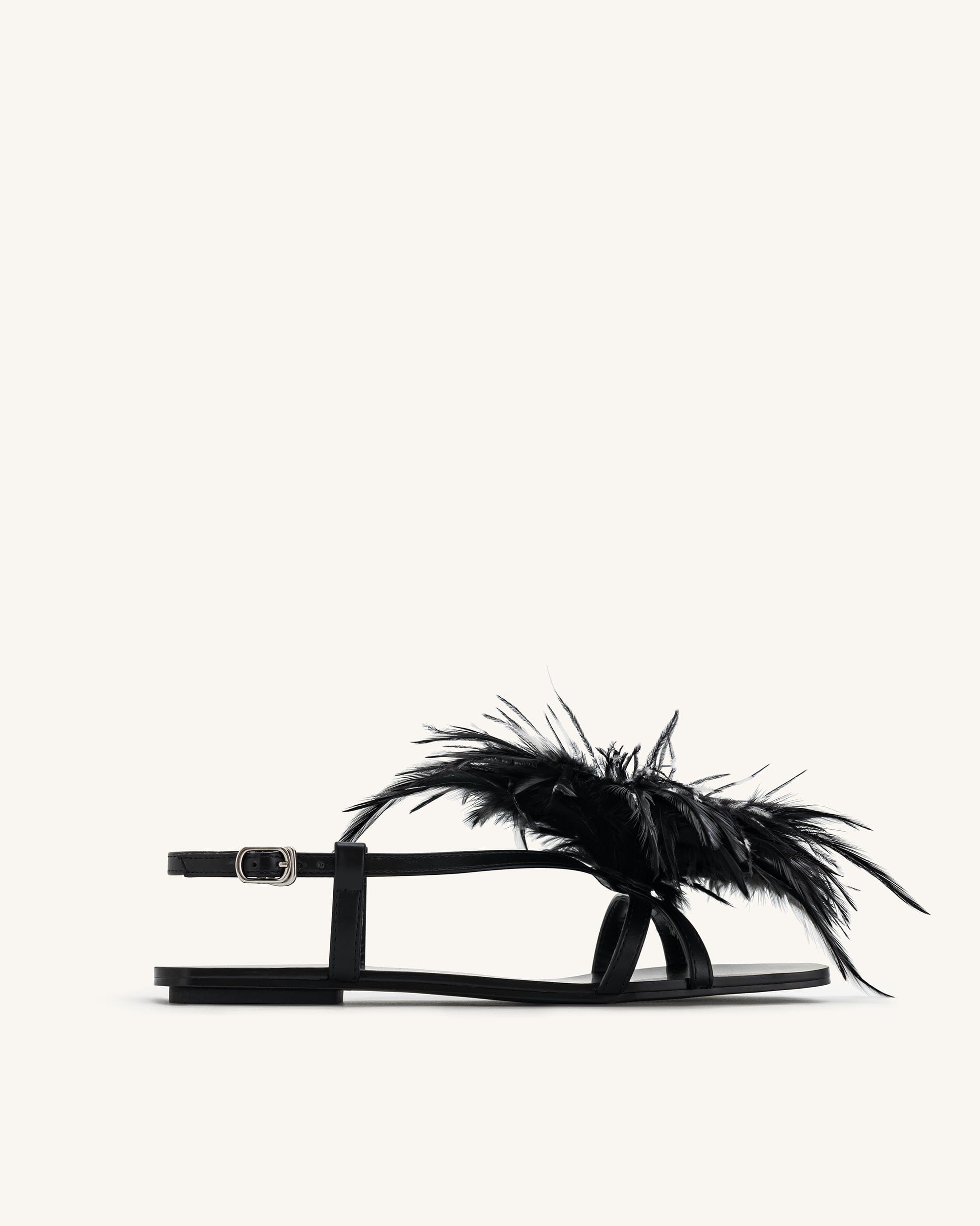 Jw Pei Fluffy Flats Sandals Black