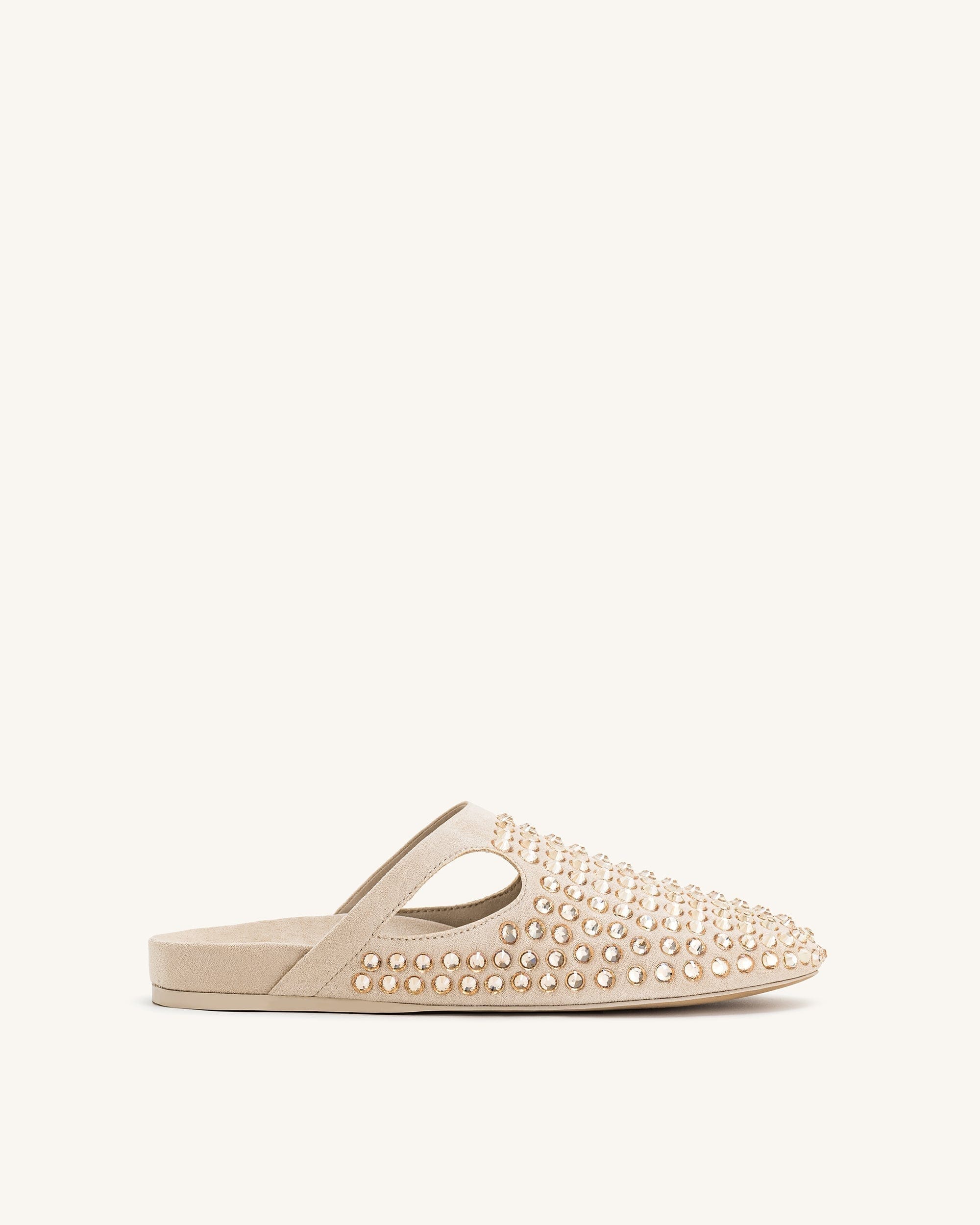 Jw Pei Athena Artificial Crystal Flat Mules Beige