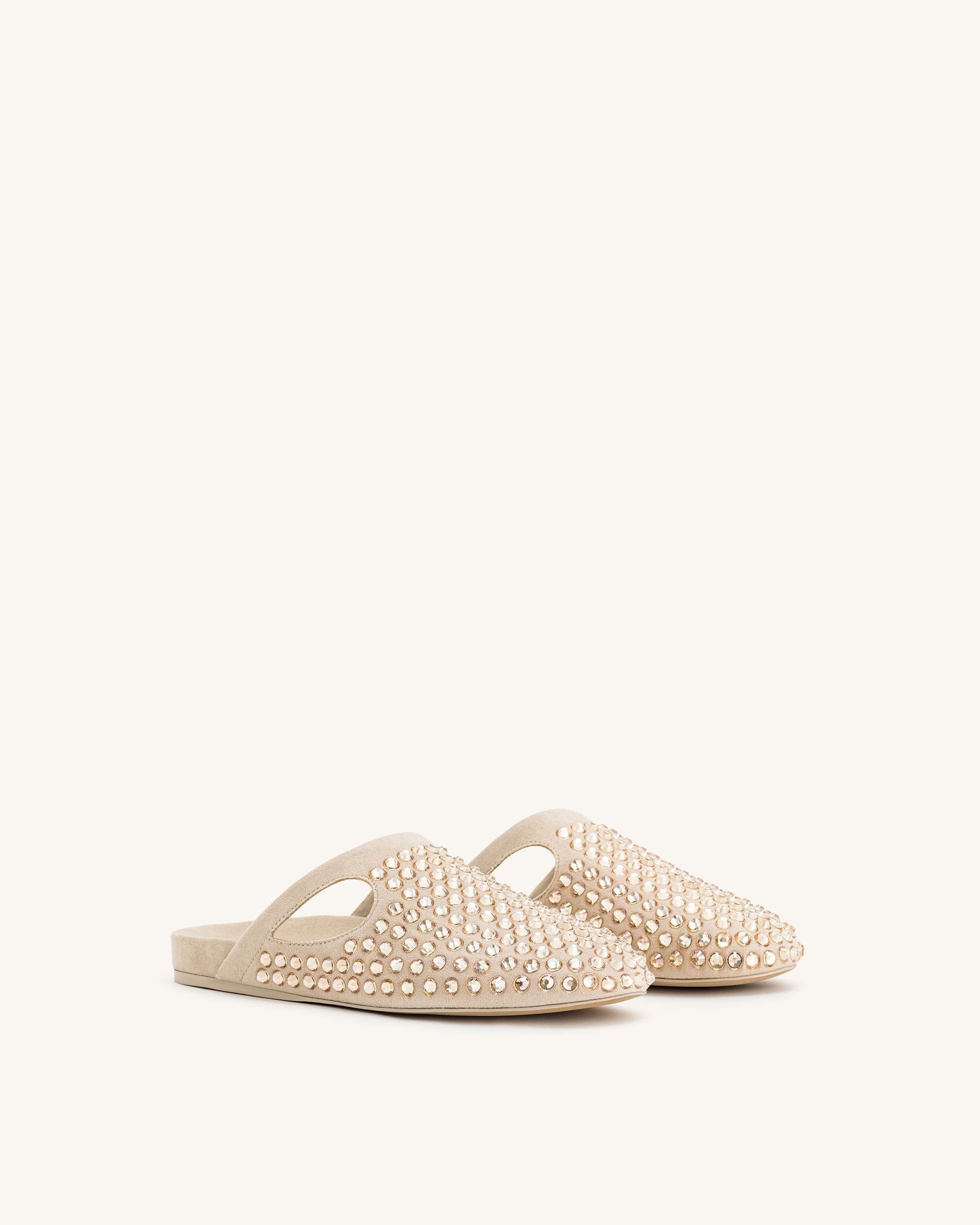 Jw Pei Athena Artificial Crystal Flat Mules Beige
