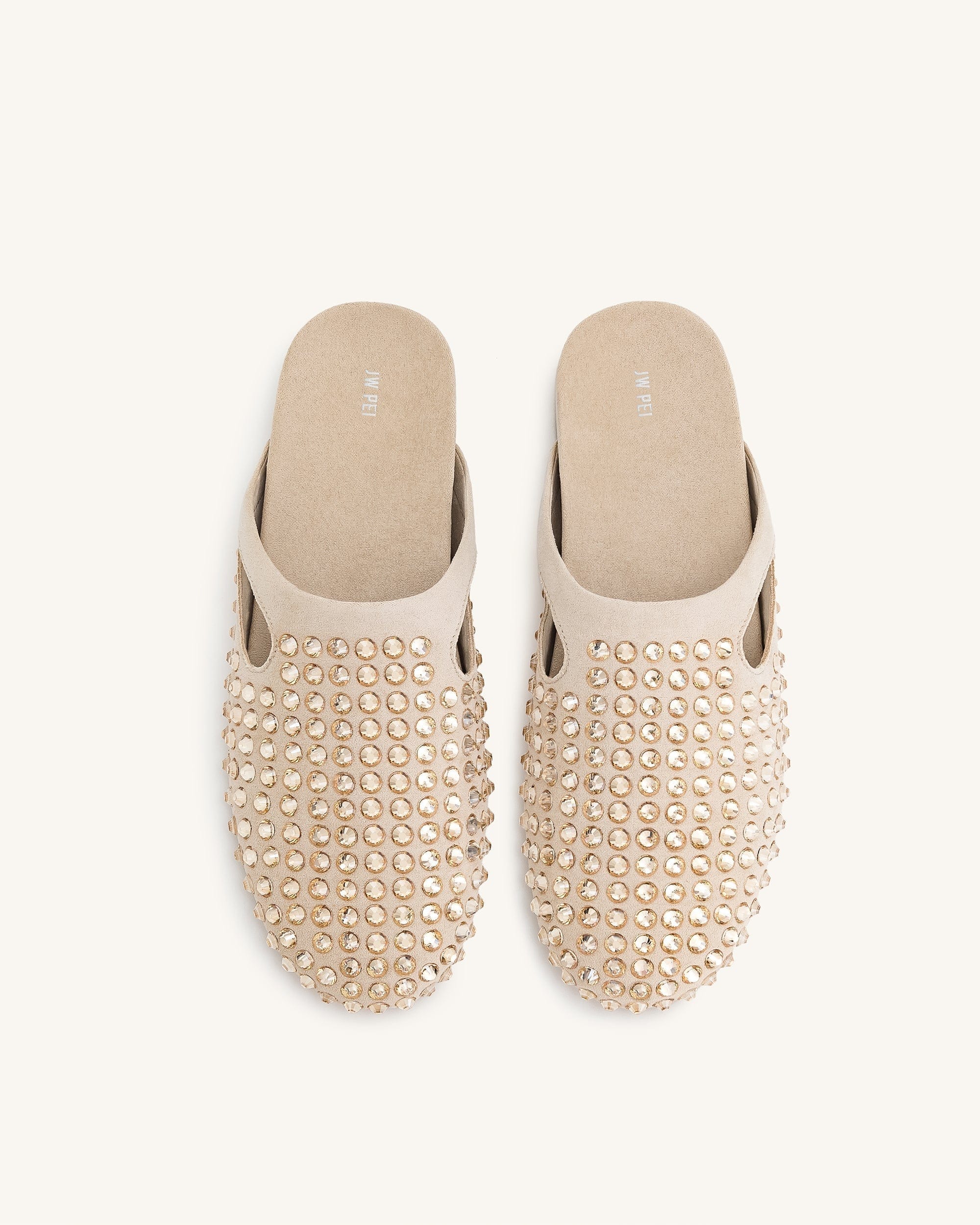 Jw Pei Athena Artificial Crystal Flat Mules Beige
