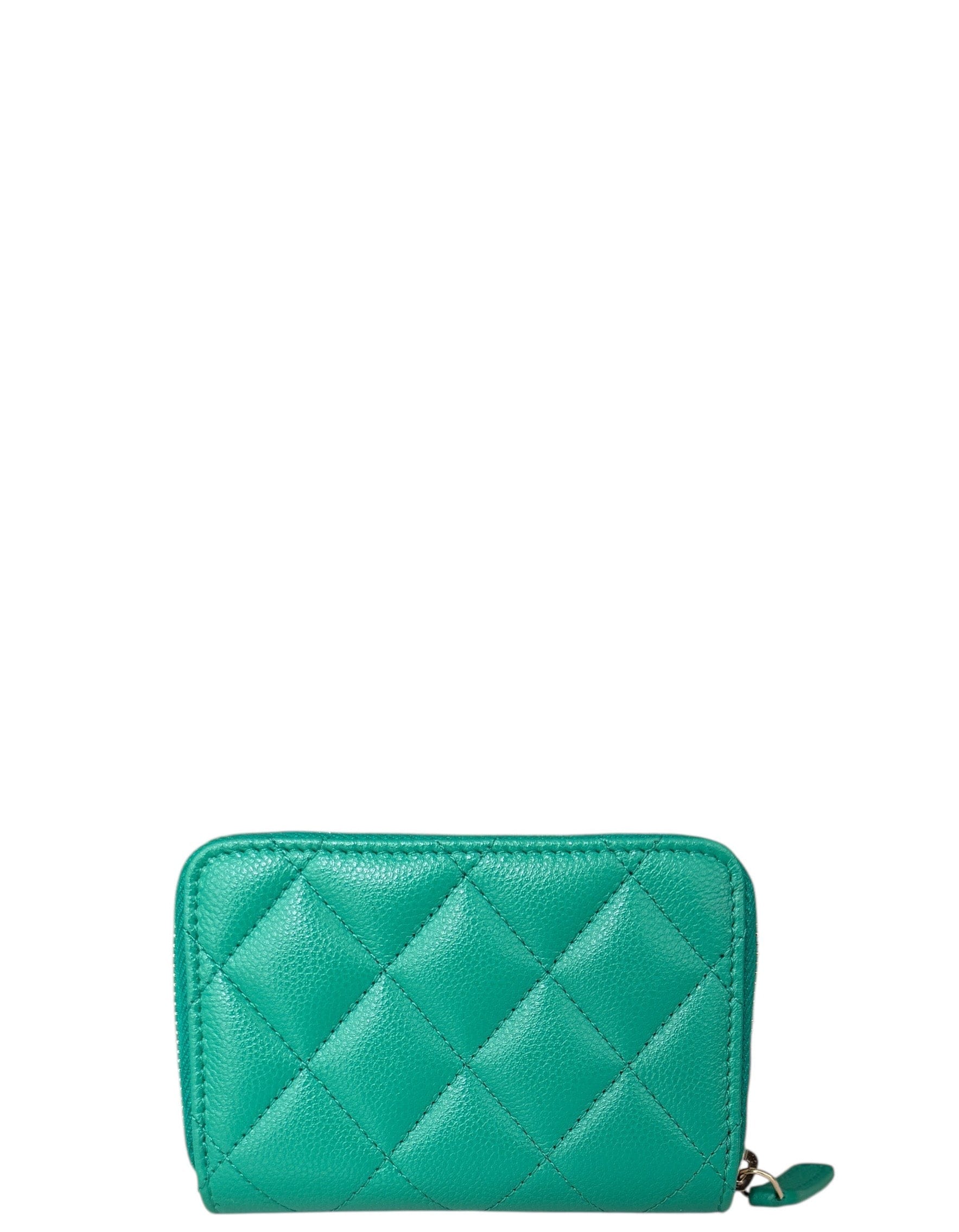 ASC Resale Chanel Green Caviar Quilted Zip Coin Purse