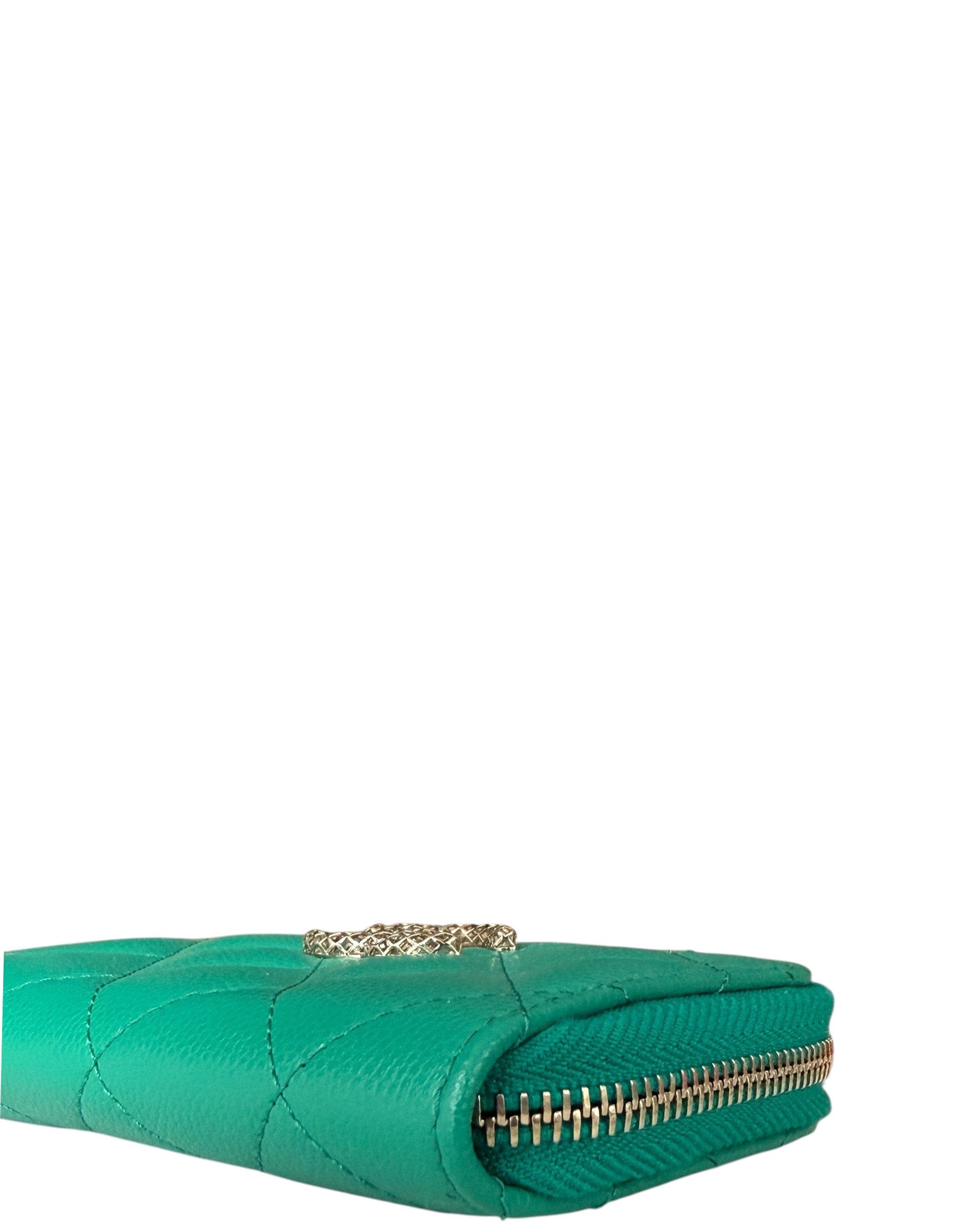 ASC Resale Chanel Green Caviar Quilted Zip Coin Purse