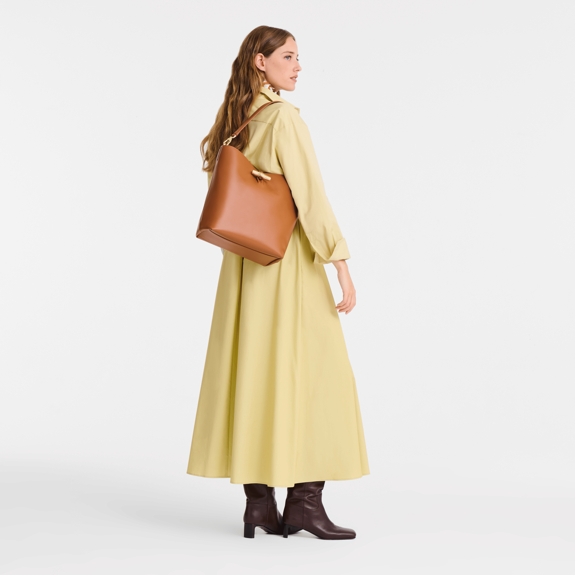 Long Champ Longchamp Le Roseau M Hobo bag Cashew