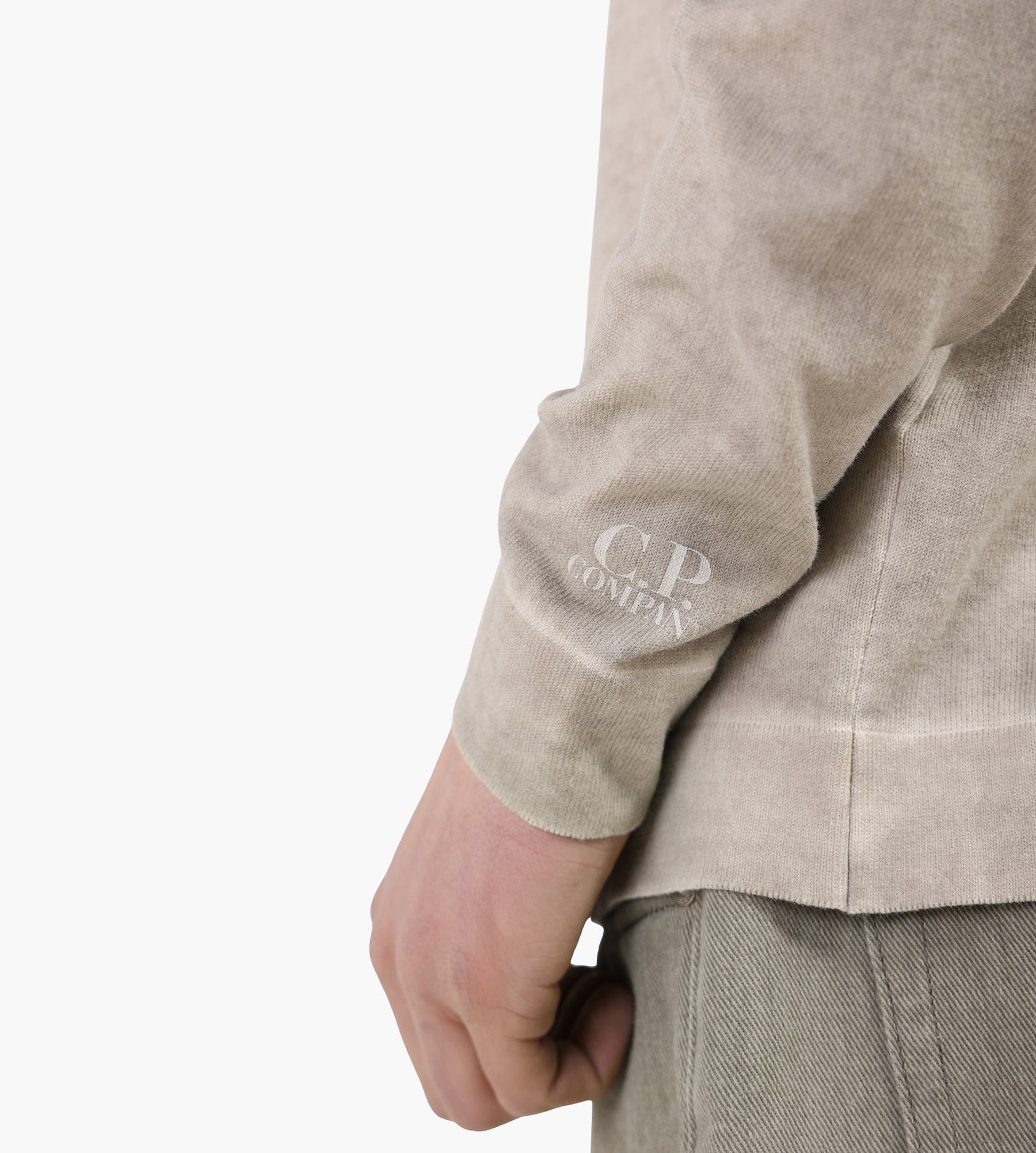 C.P. Company Cotton Crepe Double Dyed Crewneck Cement