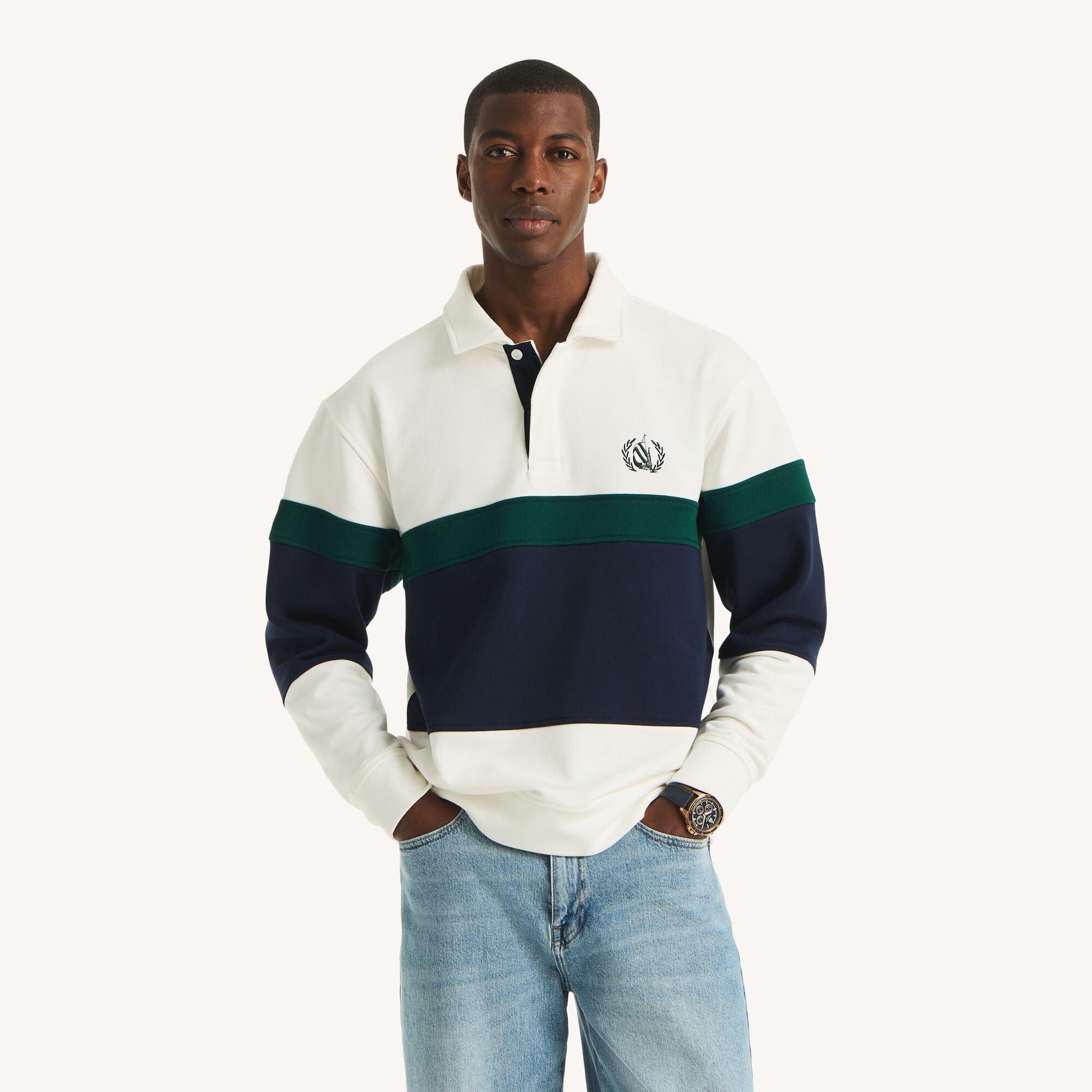 Nautica Mens Colorblock Pullover Sweatshirt