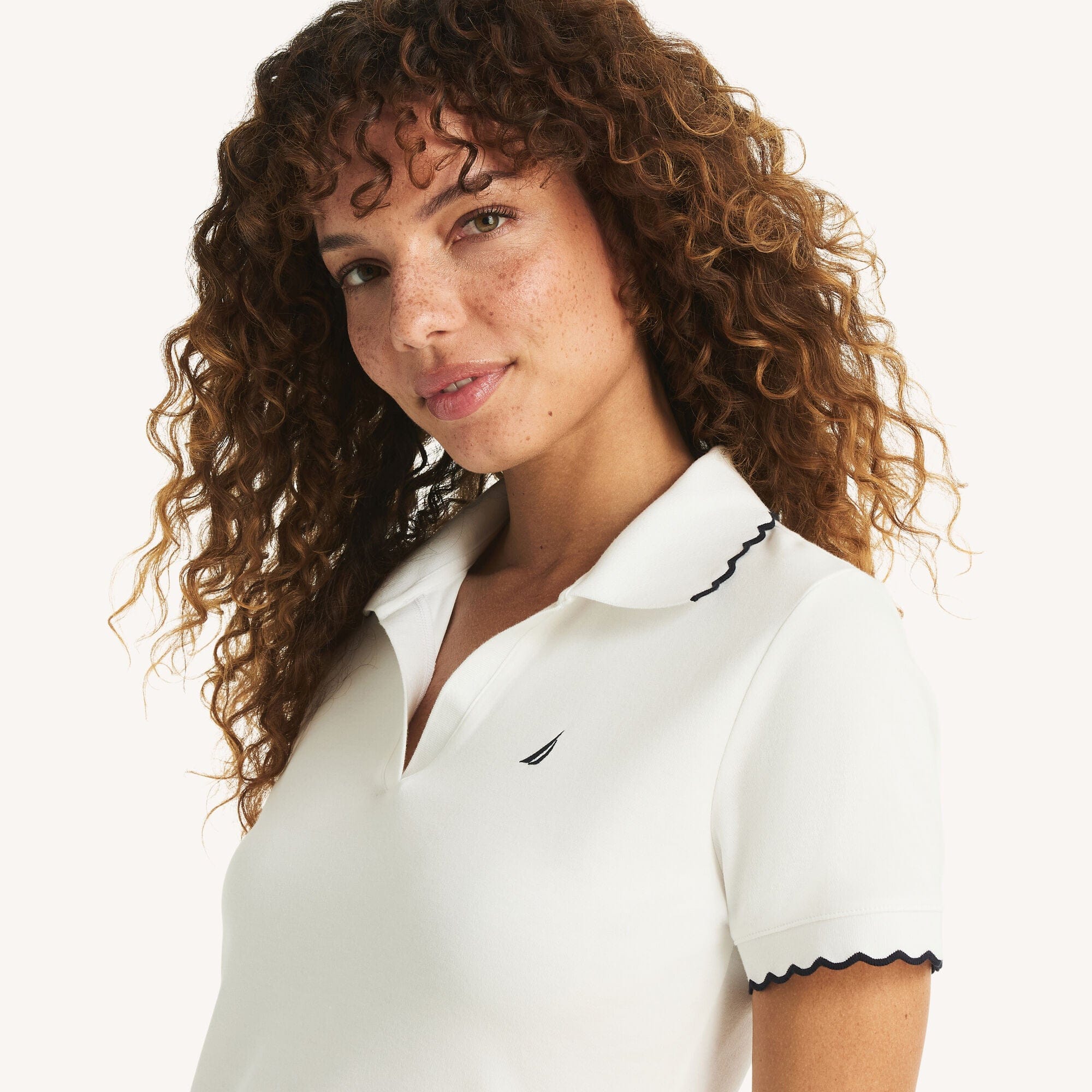 Nautica Scallop - Trim Johnny Collar Polo