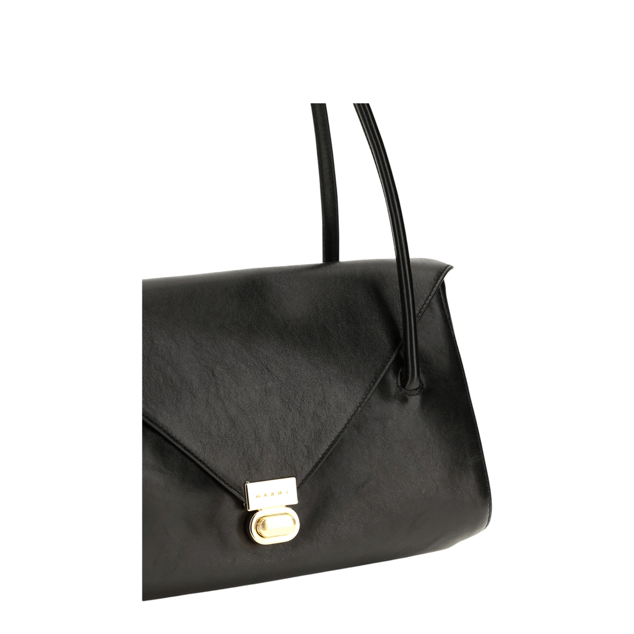 Marni East West Calf Leather Shoulder Bag - Black