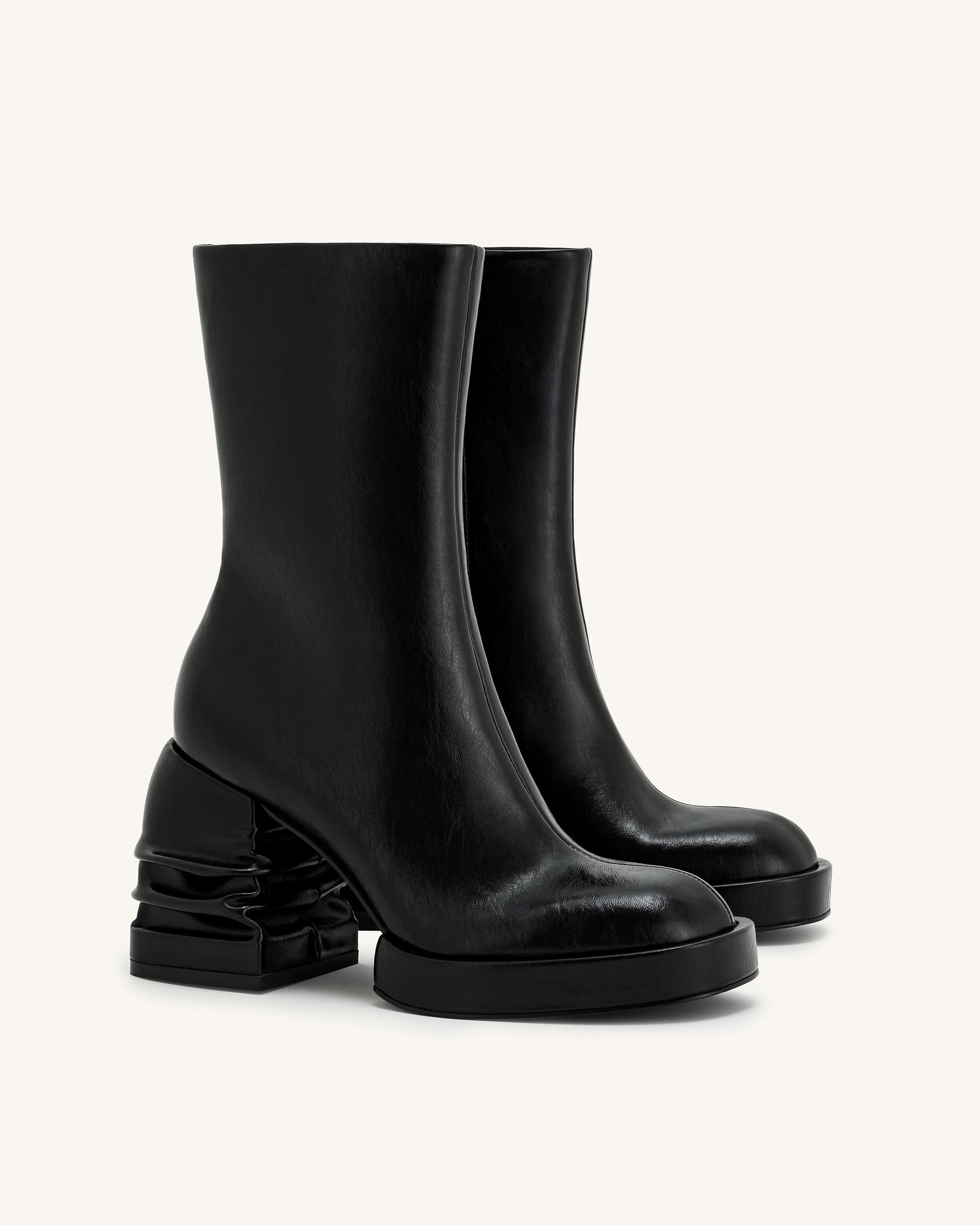 Jw Pei Saylor Round Toe Platform Ankle Boots Black