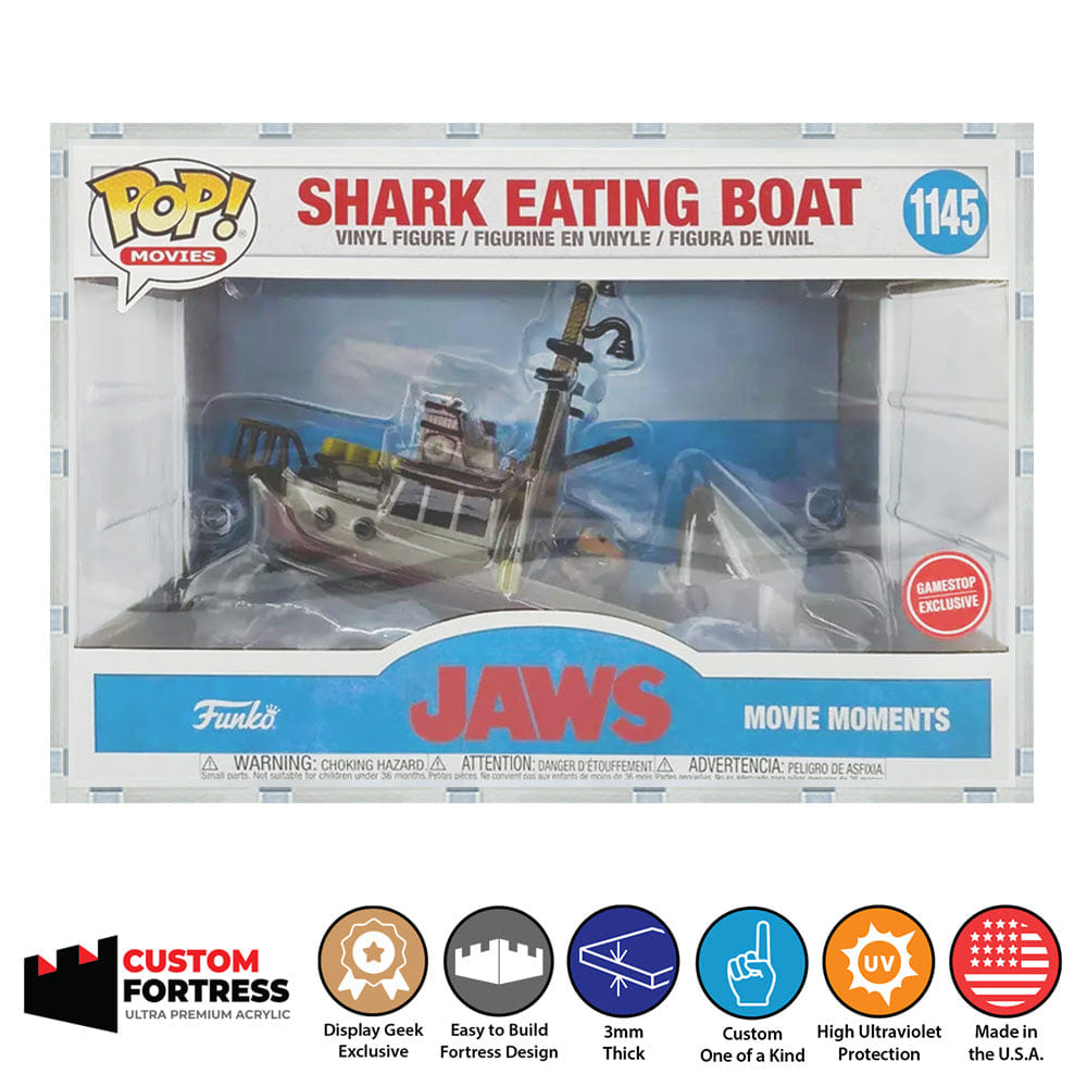 Flying Box Custom Acrylic Hard Case for POP MOVIE MOMENTS JAWS GS Funko Pop Grail Boxes (3 mm thick, UV Resistant) Fits 7.25h x 10.75w x 8d