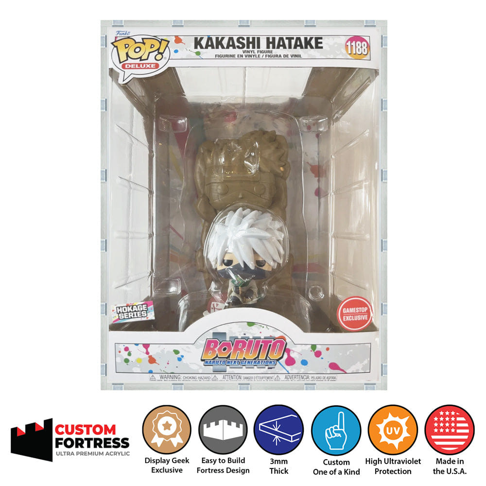 Flying Box Custom Acrylic Hard Case for POP DELUXE HOKAGE ROCK BOX Funko Pop Grail Boxes (3 mm thick, UV Resistant) Fits 10h x 7.5w x 6.75d