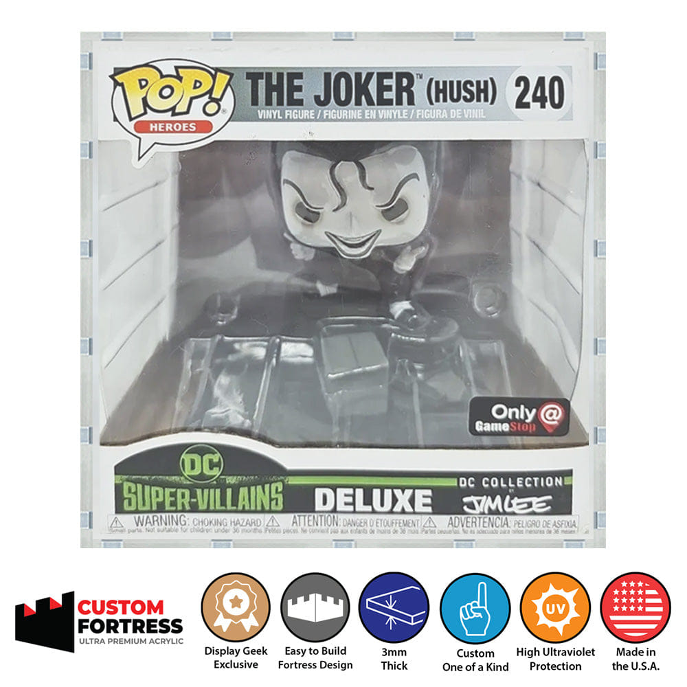 Flying Box Custom Acrylic Hard Case for POP DELUXE JIM LEE Funko Pop Grail Boxes (3 mm thick, UV Resistant) Fits 6.25h x 6w x 5d