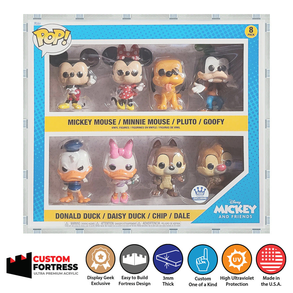 Flying Box Custom Acrylic Hard Case for 8 PACK MICKEY Funko Pop Grail Boxes (3 mm thick, UV Resistant) Fits 11.75h x 13.25 x 3.5d