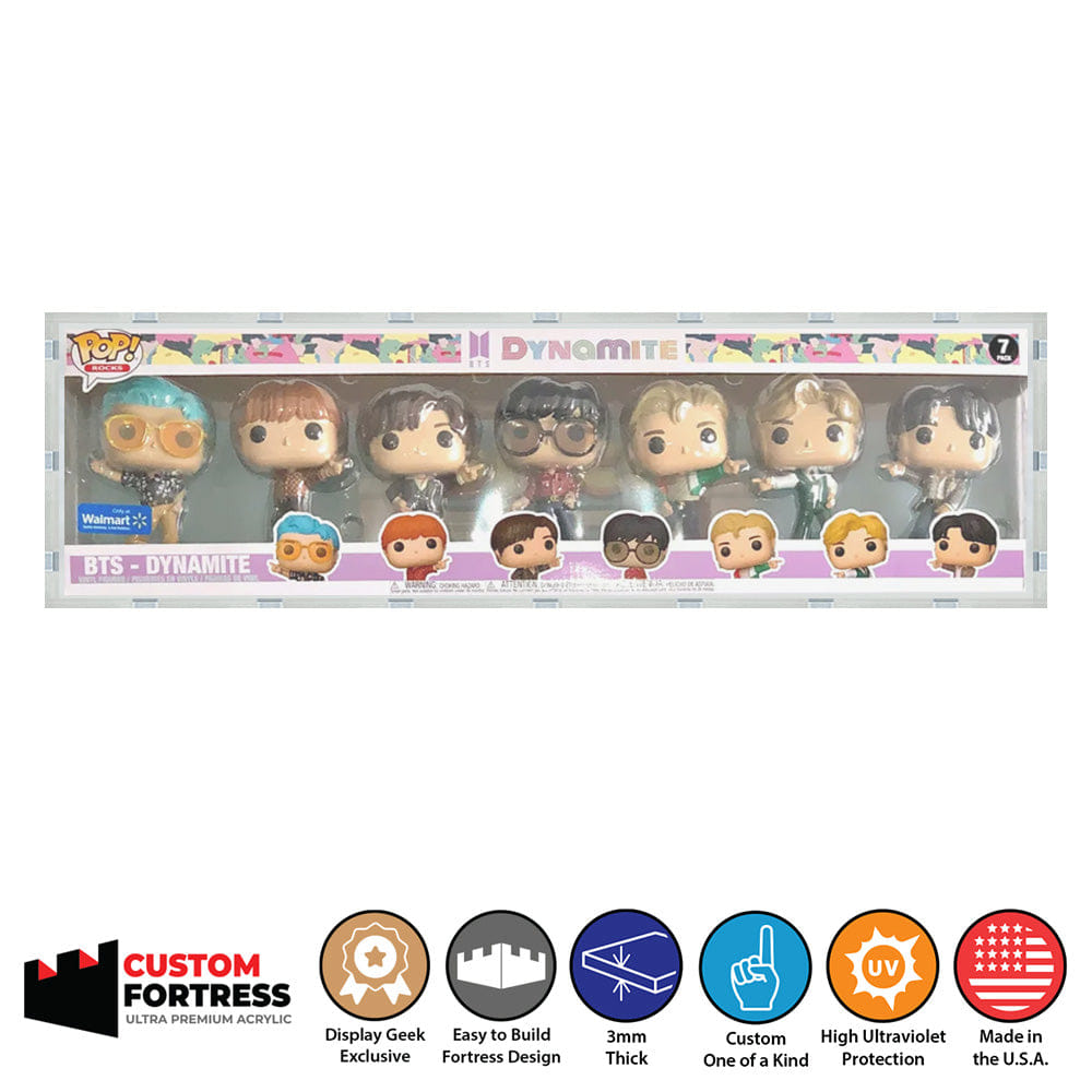 Flying Box Custom Acrylic Hard Case for 7 PACK BTS LONG Funko Pop Grail Boxes (3 mm thick, UV Resistant) Fits 6.5h x 23w x 3.5d