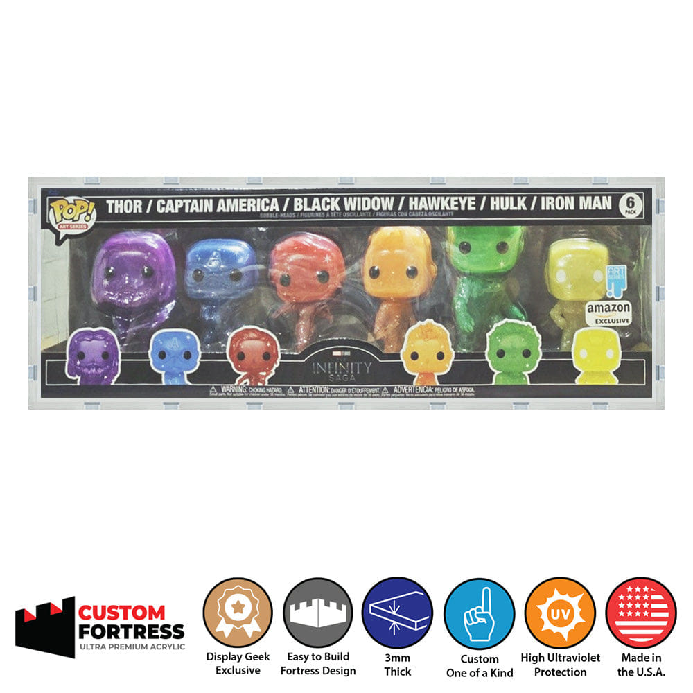 Flying Box Custom Acrylic Hard Case for 6 PACK STANDARD Funko Pop Grail Boxes (3 mm thick, UV Resistant) Fits 6.5h x 20.5w x 4.25d