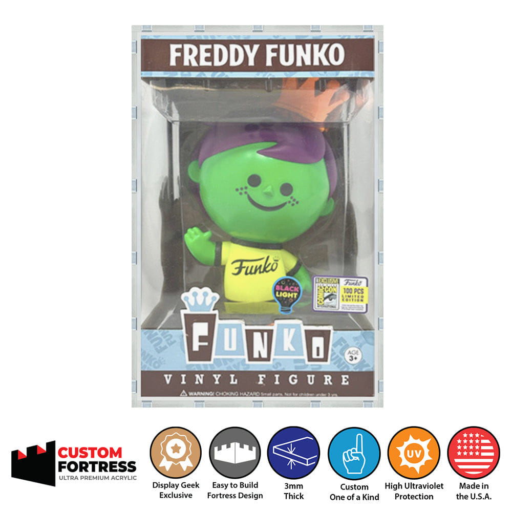 Flying Box Custom Acrylic Hard Case for RETRO LARGE FREDDY Funko Pop Grail Boxes (3 mm thick, UV Resistant) Fits 8h x 5w x 5d