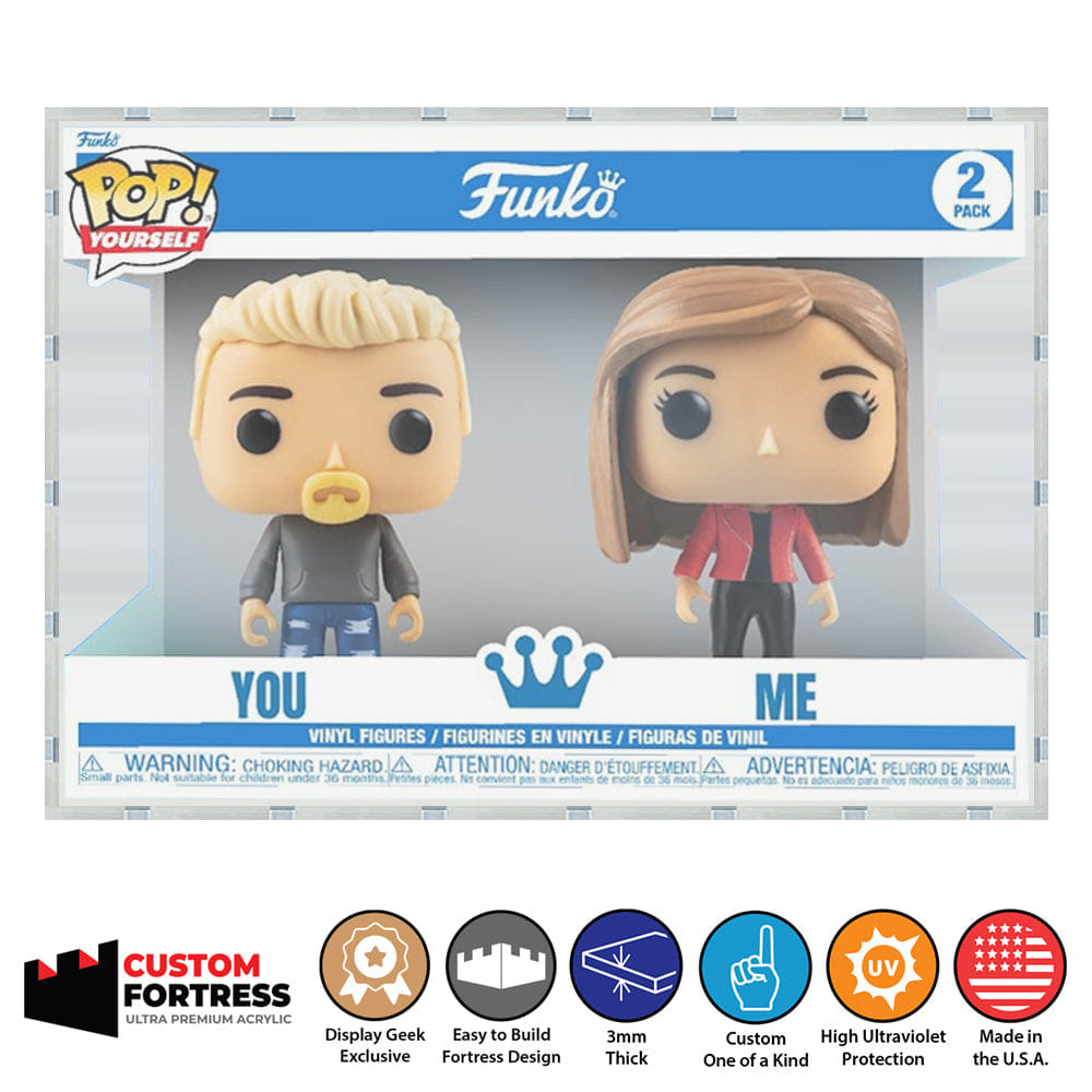 Flying Box Custom Acrylic Hard Case for POP YOURSELF 2 PACK Funko Pop Grail Boxes (3 mm thick, UV Resistant) Fits 6.25h x 9.25w x 3.5d
