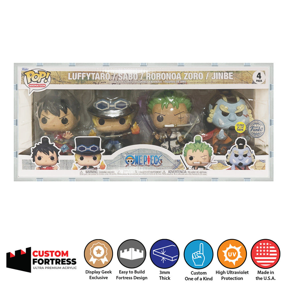 Flying Box Custom Acrylic Hard Case for 4 PACK LONG Funko Pop Grail Boxes (3 mm thick, UV Resistant) Fits 6.25h x 15w x 3.5d