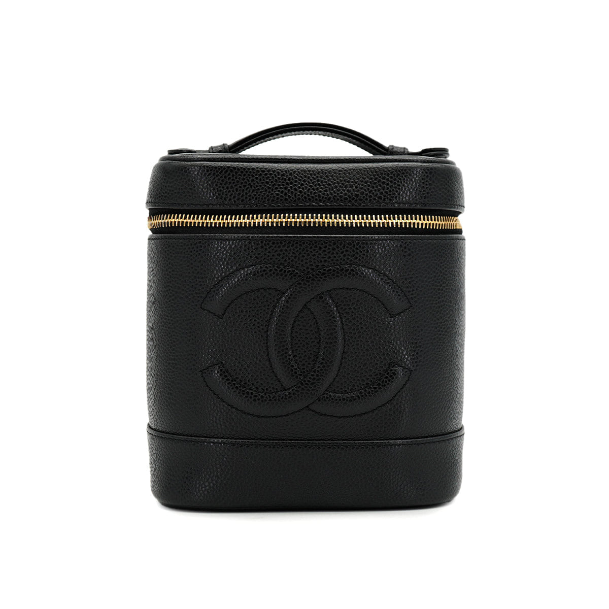 Purpose VINTAGE CHANEL VANITY HAND BAG BLACK CAVIAR SKIN 90326631