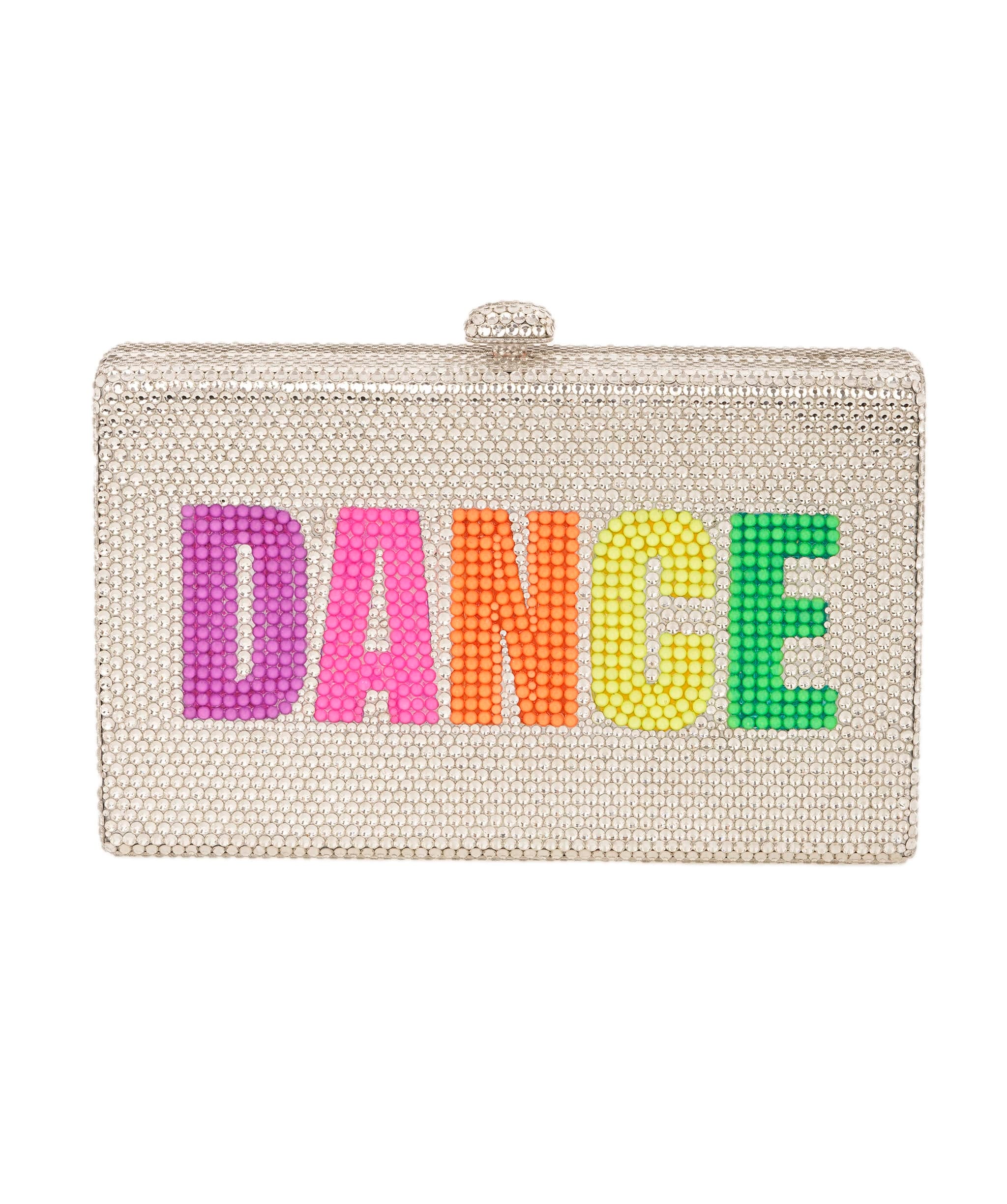 Ruya Customisable RÜYA Box bag with a silver crystal finish and multicolour personalised lettering AKC0732