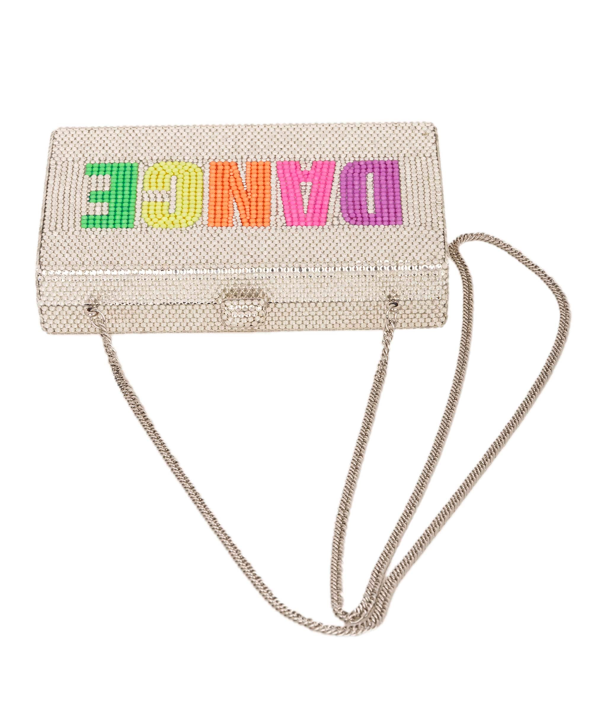 Ruya Customisable RÜYA Box bag with a silver crystal finish and multicolour personalised lettering AKC0732