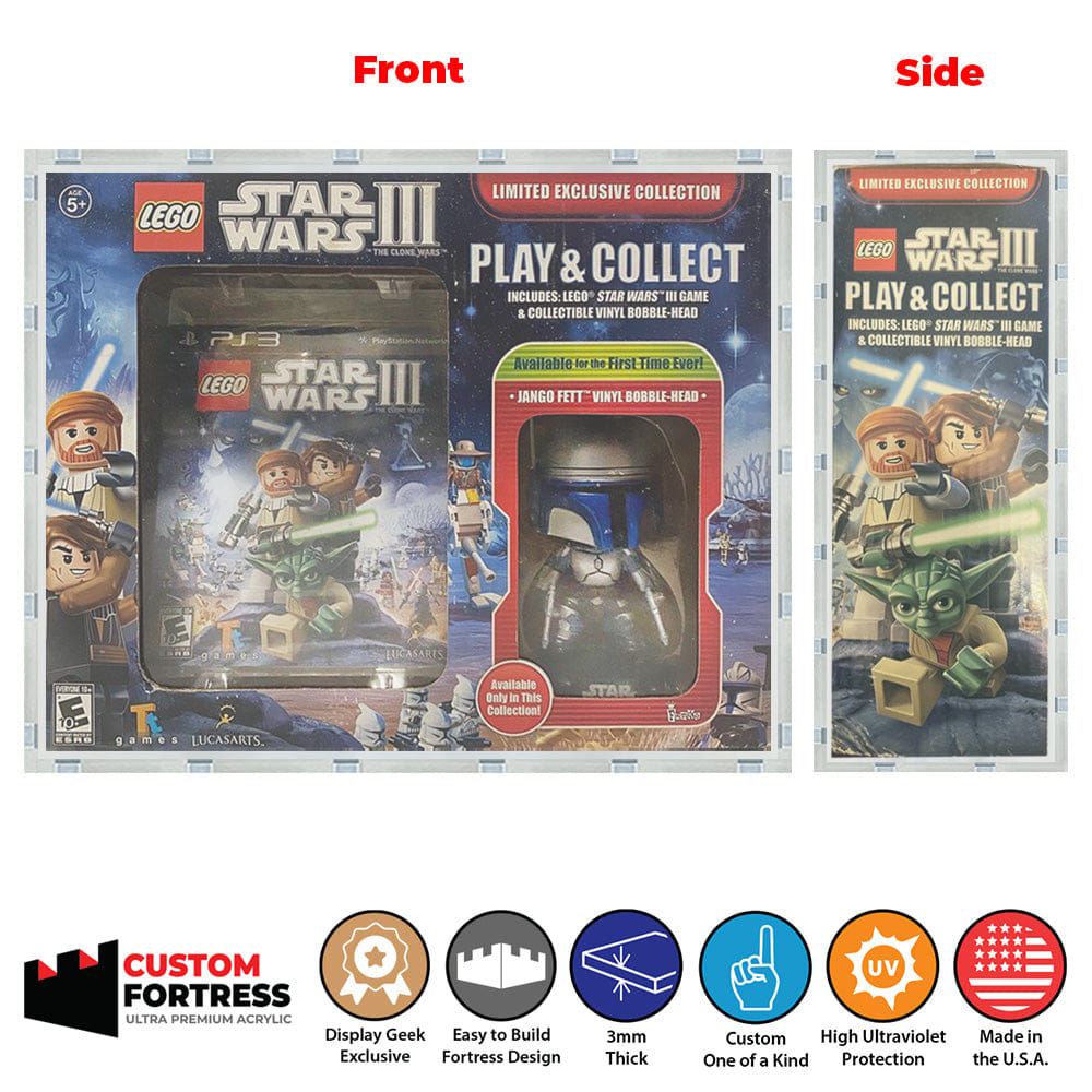 Flying Box Custom Acrylic Hard Case for PLAY & COLLECT JANGO FETT Funko Pop Grail Boxes (3 mm thick, UV Resistant) Fits 8.5h x 11.5w x 3.25d