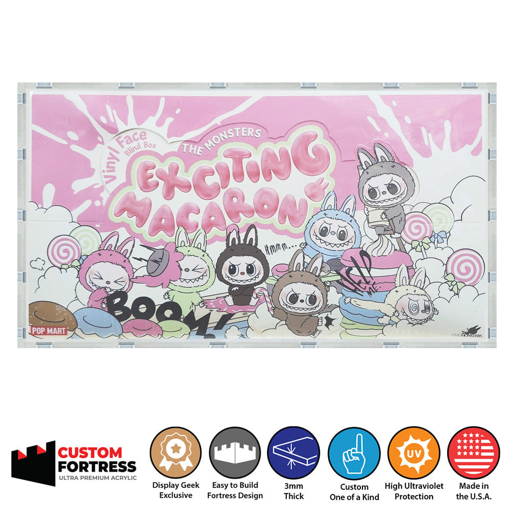 Flying Box Custom Acrylic Hard Case for EXCITING MACARON LABUBU BLIND BOX MASTER CASE Pop Mart Box (3 mm thick, UV Resistant) Fits 7.3h x 12.9w x 7d