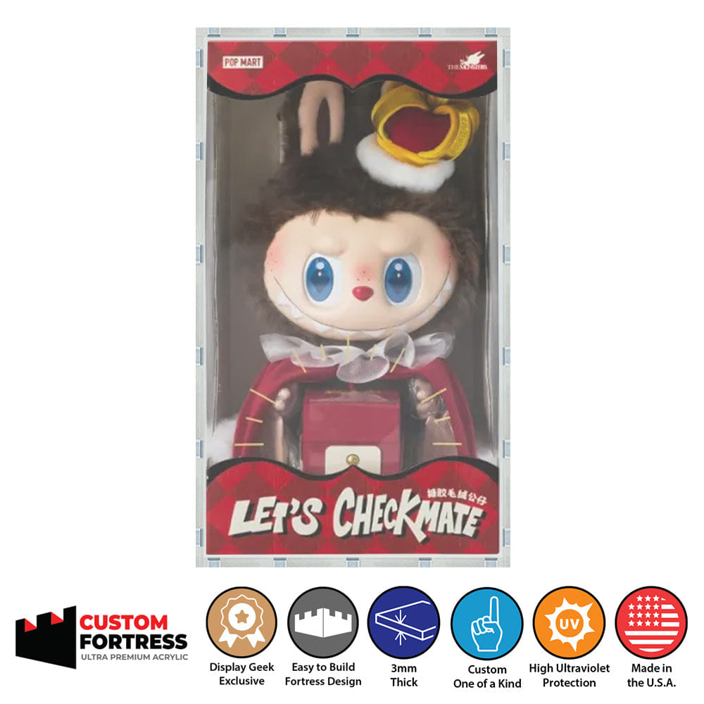 Flying Box Custom Acrylic Hard Case for LET'S CHECKMATE LABUBU DOLL Pop Mart Box (3 mm thick, UV Resistant) Fits 14.9h x 8.4w x 8.4d