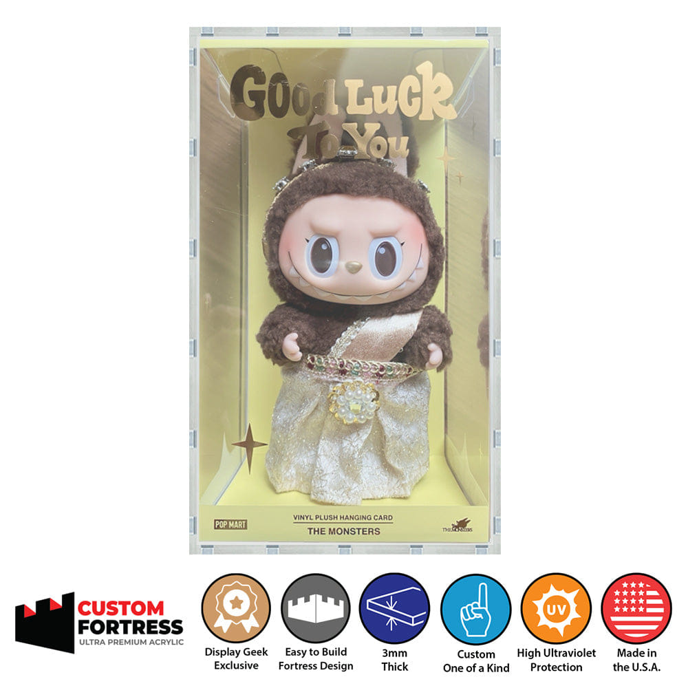 Flying Box Custom Acrylic Hard Case for GOOD LUCK TO YOU LABUBU HANGING CARD Pop Mart Box (3 mm thick, UV Resistant) Fits 7h x 4w x 3.25d