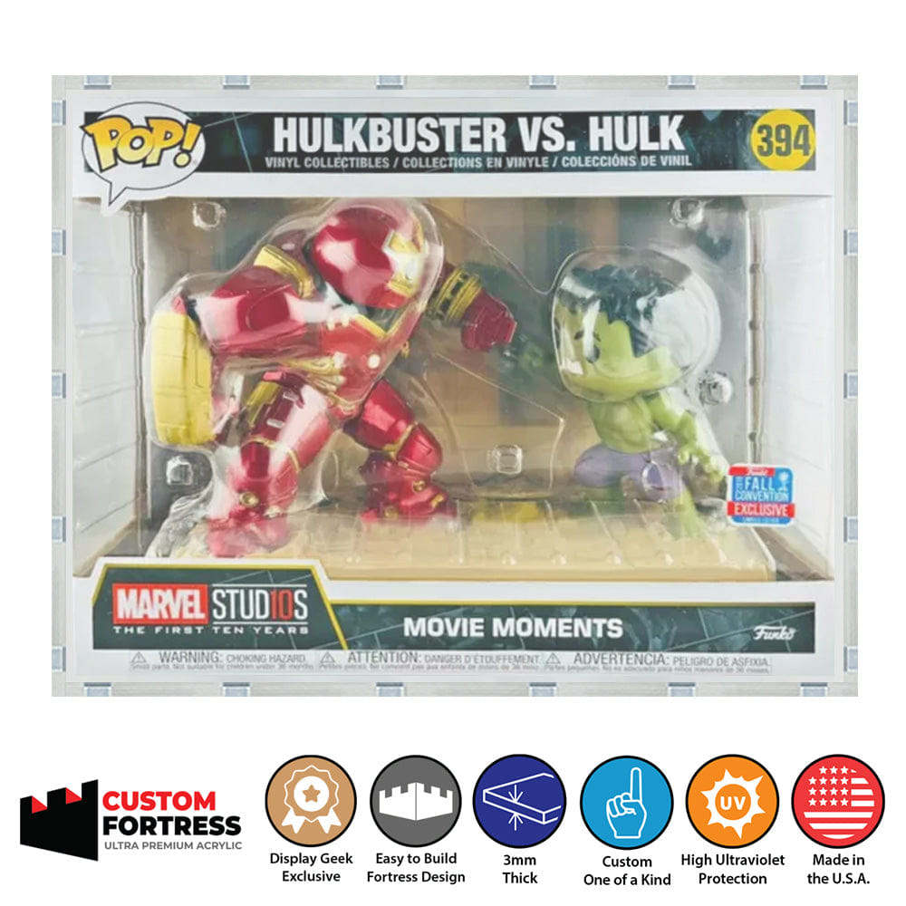 Flying Box Custom Acrylic Hard Case for POP MOVIE MOMENTS HULKBUSTER NYCC #394 Funko Pop Grail Boxes (3 mm thick, UV Resistant) Fits 8.6h x 10.9w x 6.75d