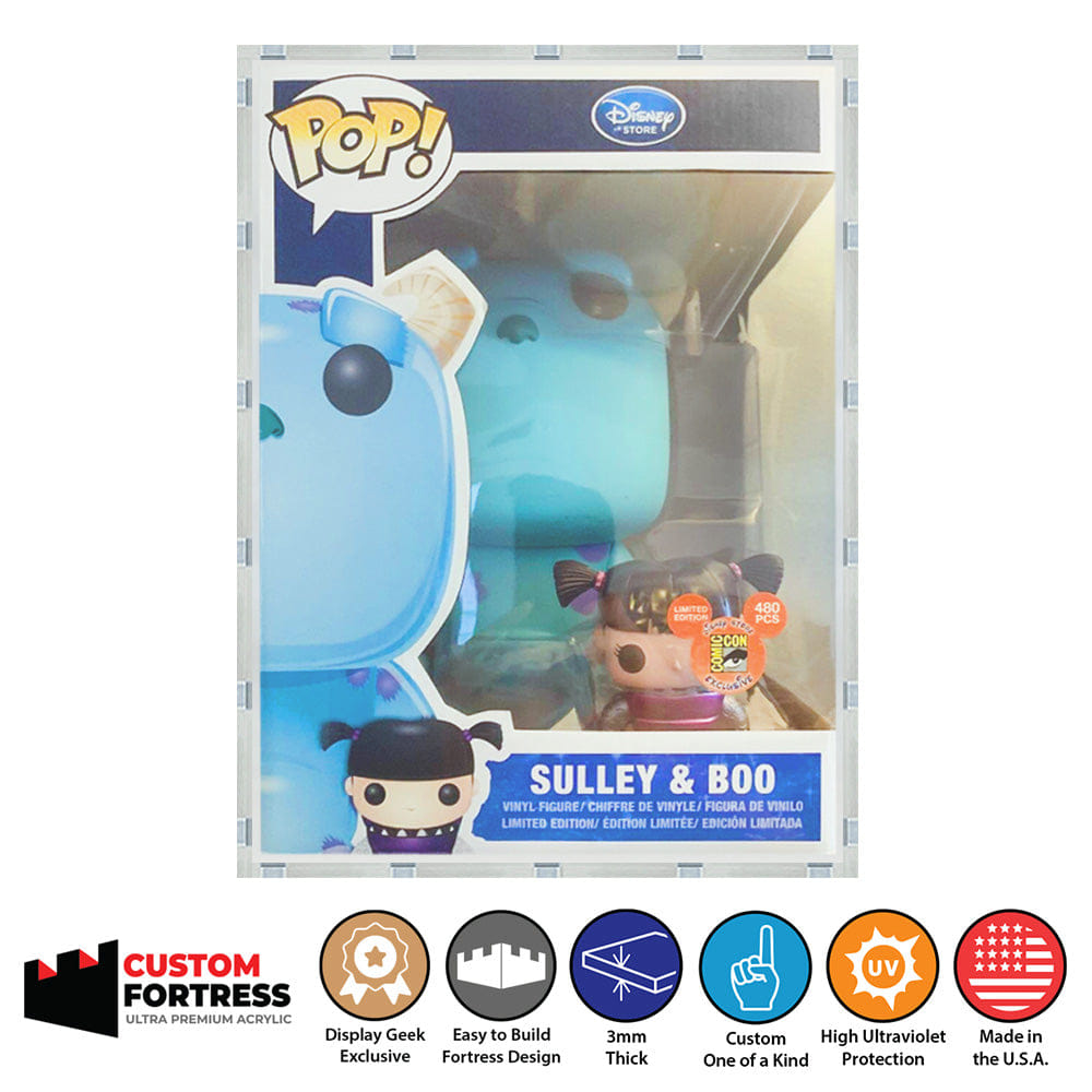 Flying Box Custom Acrylic Hard Case for 9 INCH GIANT SULLEY & BOO Funko Pop Grail Boxes (3 mm thick, UV Resistant) Fits 11.25h x 8.5w x 8.5d