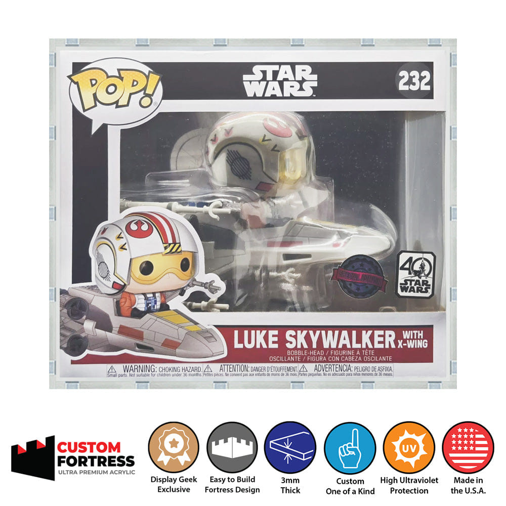 Flying Box Custom Acrylic Hard Case for POP RIDES LUKE X - WING #232 Funko Pop Grail Boxes (3 mm thick, UV Resistant) Fits 7h x 8w x 7d