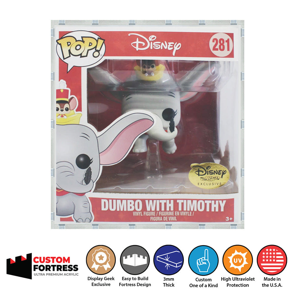 Flying Box Custom Acrylic Hard Case for POP RIDES DUMBO TIMOTHY #281 Funko Pop Grail Boxes (3 mm thick, UV Resistant) Fits 6h x 5.5w x 5d