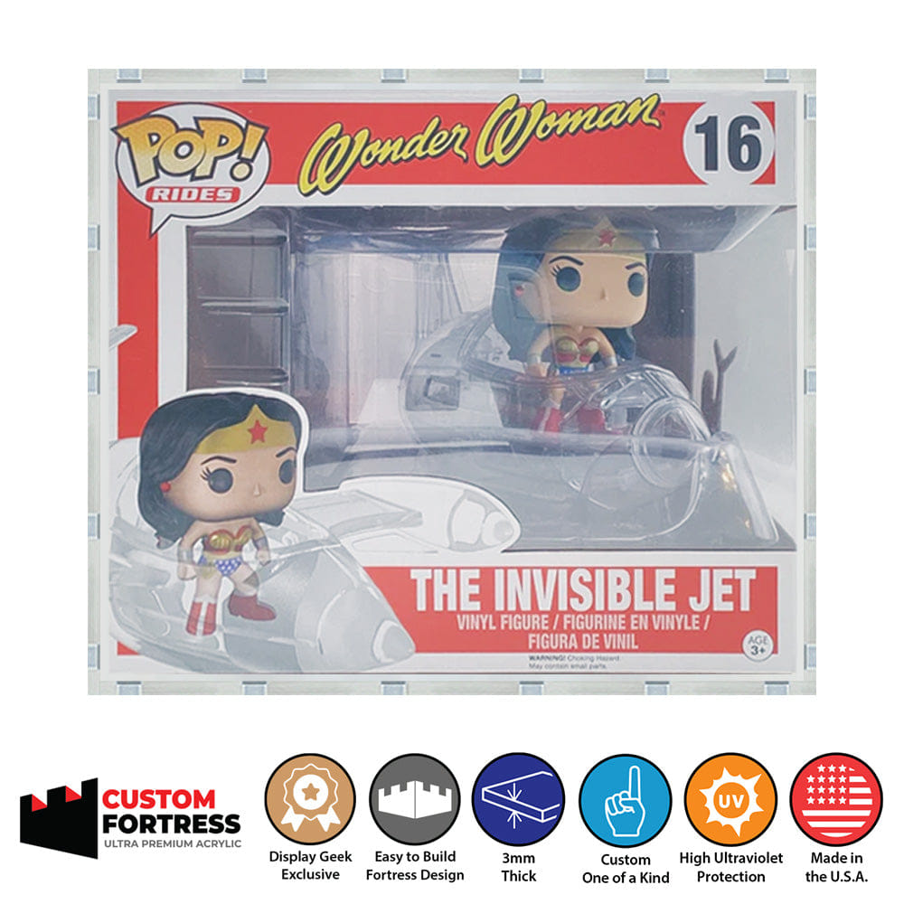 Flying Box Custom Acrylic Hard Case for POP RIDES INVISIBLE JET #16 Funko Pop Grail Boxes (3 mm thick, UV Resistant) Fits 8.25h x 15.125w x 9.625d