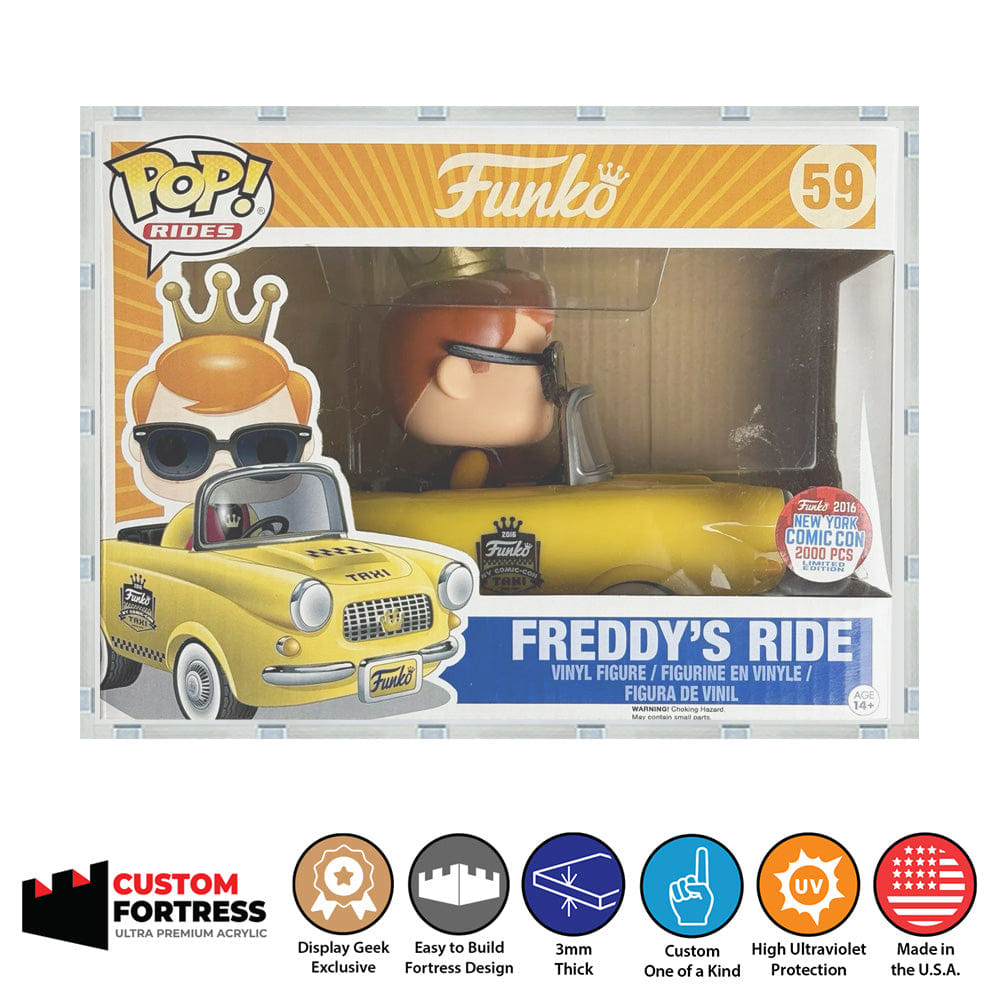 Flying Box Custom Acrylic Hard Case for POP RIDES FREDDY Funko Pop Grail Boxes (3 mm thick, UV Resistant) Fits 6.5h x 8w x 5d