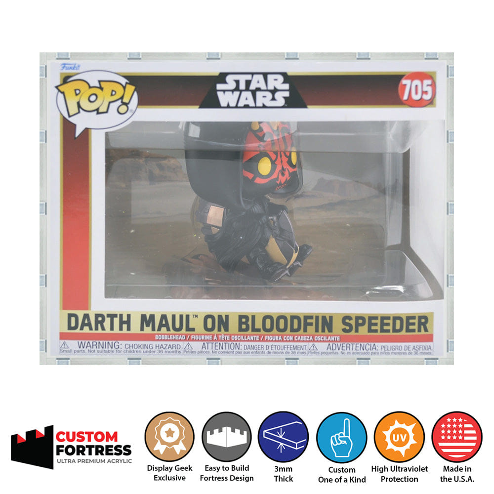 Flying Box Custom Acrylic Hard Case for POP RIDES BLOODFIN Funko Pop Grail Boxes (3 mm thick, UV Resistant) Fits 6.25h x 8w x 4.5d