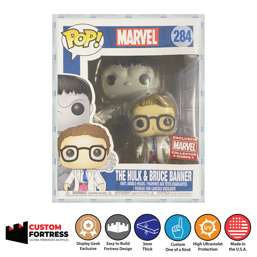 Flying Box Custom Acrylic Hard Case for 6 INCH HULK & BRUCE #284 Funko Pop Grail Boxes (3 mm thick, UV Resistant) Fits 8h x 6.5w x 6d