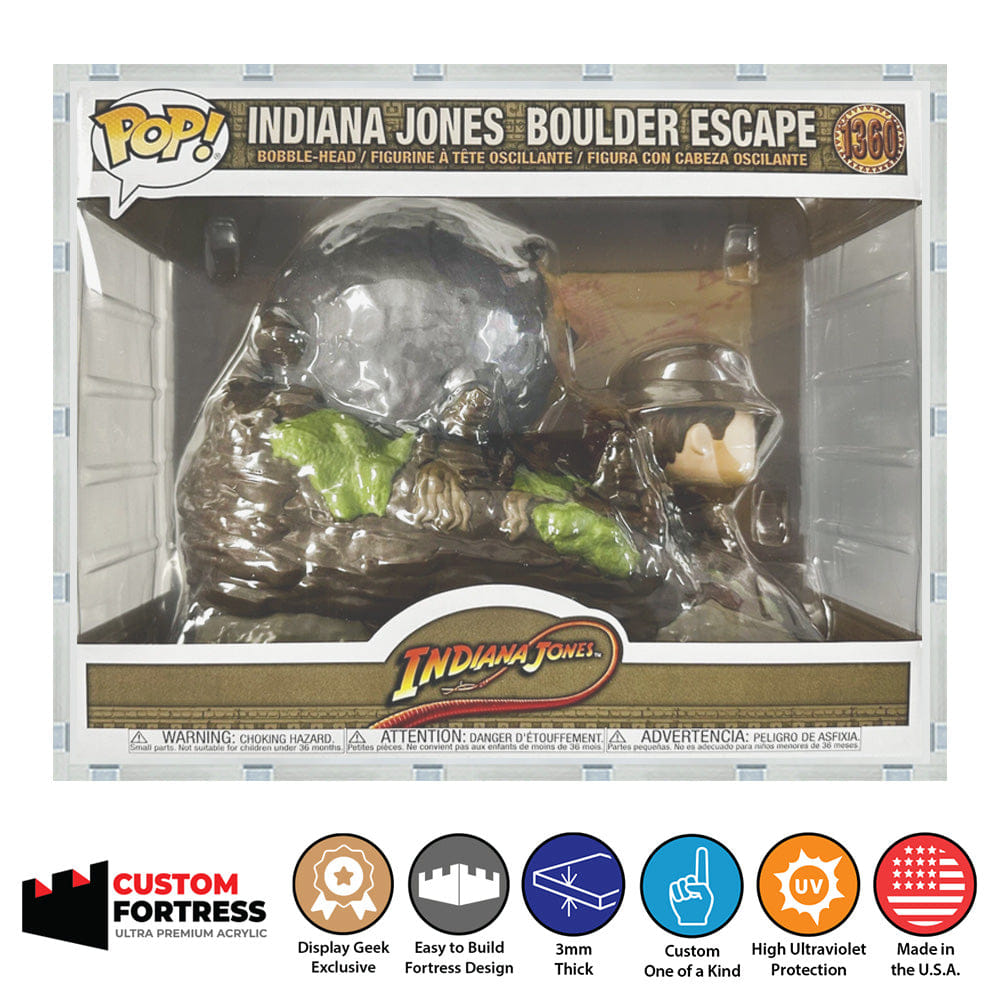 Flying Box Custom Acrylic Hard Case for POP MOMENT BOULDER ESCAPE #1360 Funko Pop Grail Boxes (3 mm thick, UV Resistant) Fits 8.75h x 10.9w x 6.75d