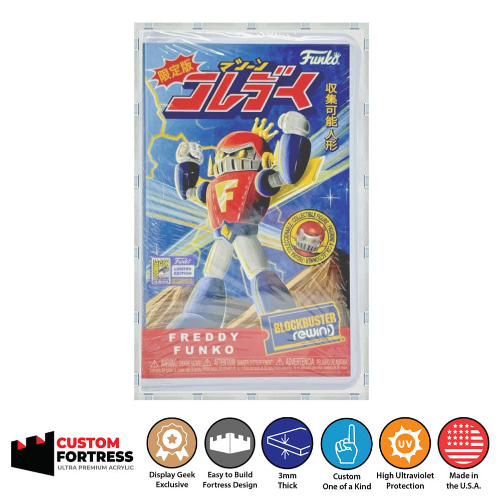 Flying Box Custom Acrylic Hard Case for BLOCKBUSTER REWIND Funko Pop Grail Boxes (3 mm thick, UV Resistant) Fits 5.75h x 3.5w x 1.75d
