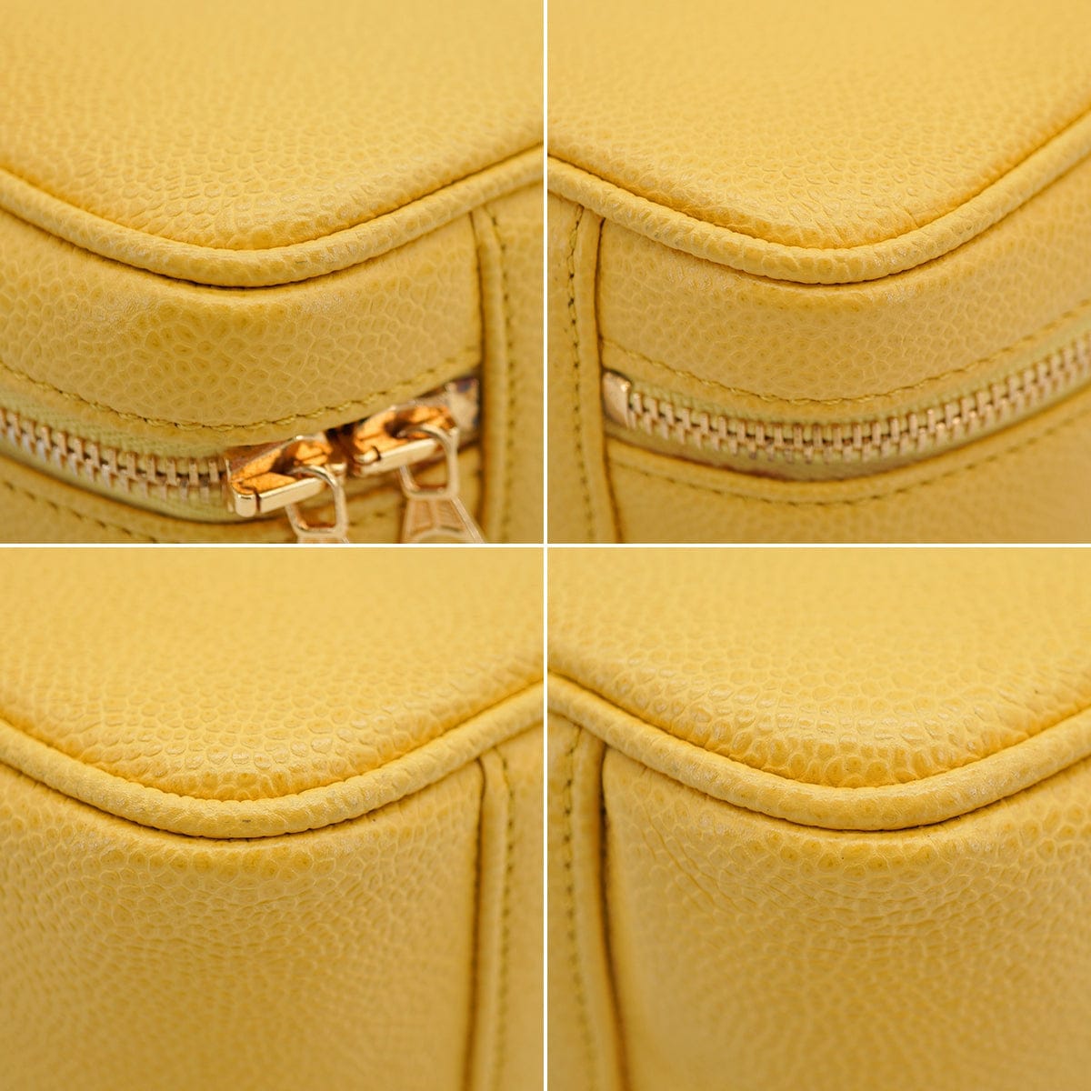 VINTAGE CHANEL VANITY HAND SHUOLDER BAG YELLOW CAVIAR SKIN GOLD HARDWARE 90335288