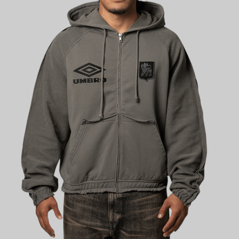 Umbro Royal Arms Zip Masked Hoodie - Smock Grey