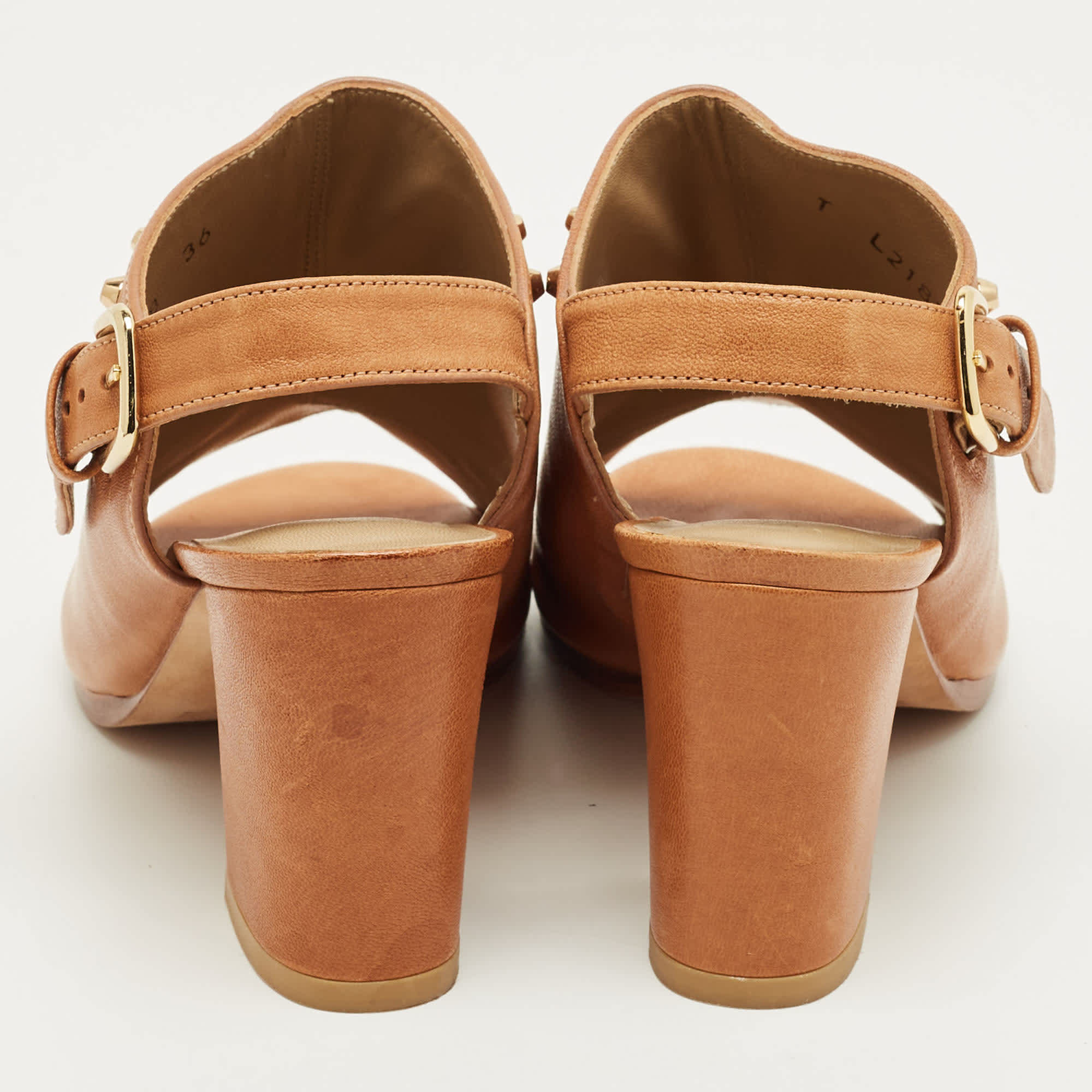 Stuart Weitzman Brown Leather Studded Slingback Sandals