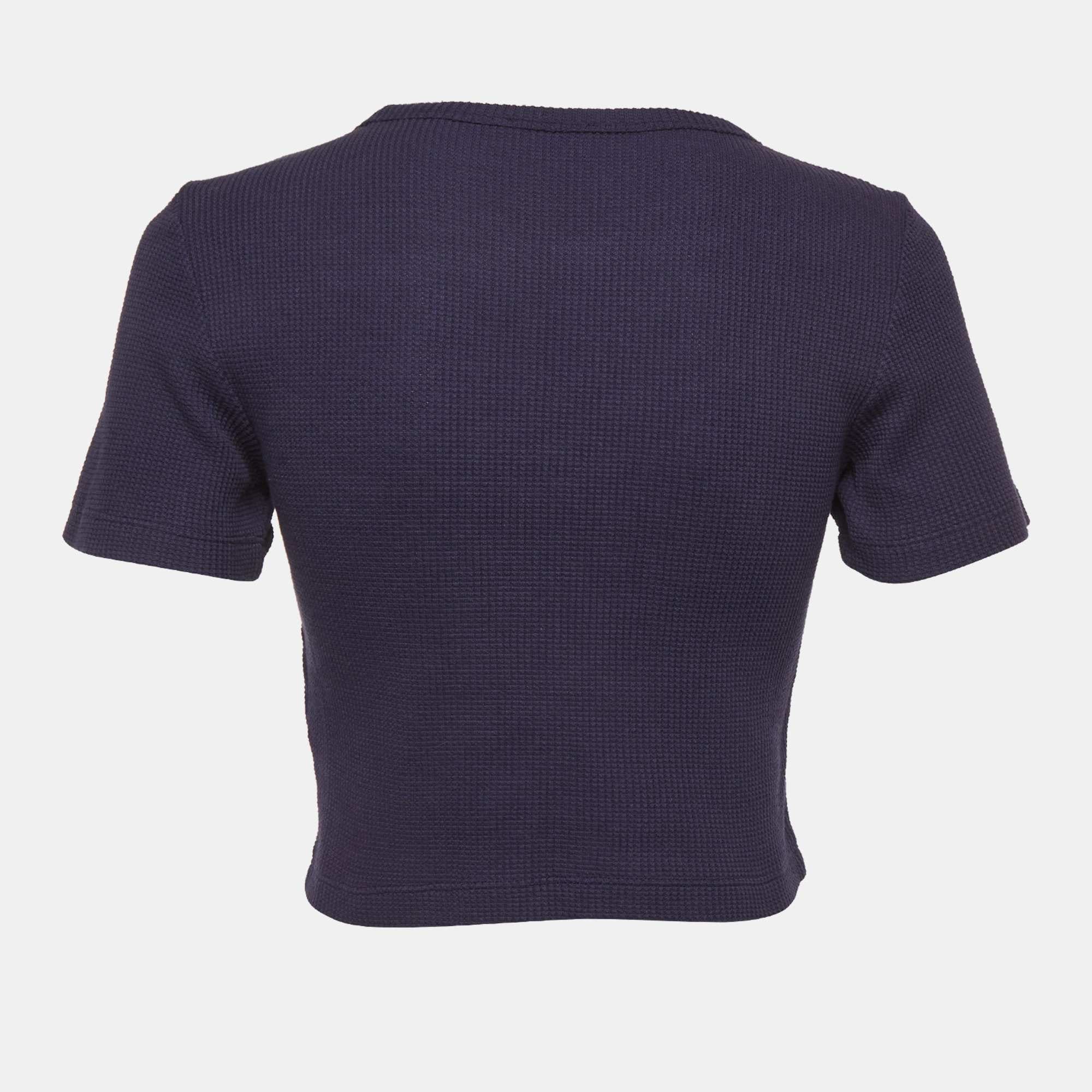 Sandro Blue Waffle Knit Crop Top