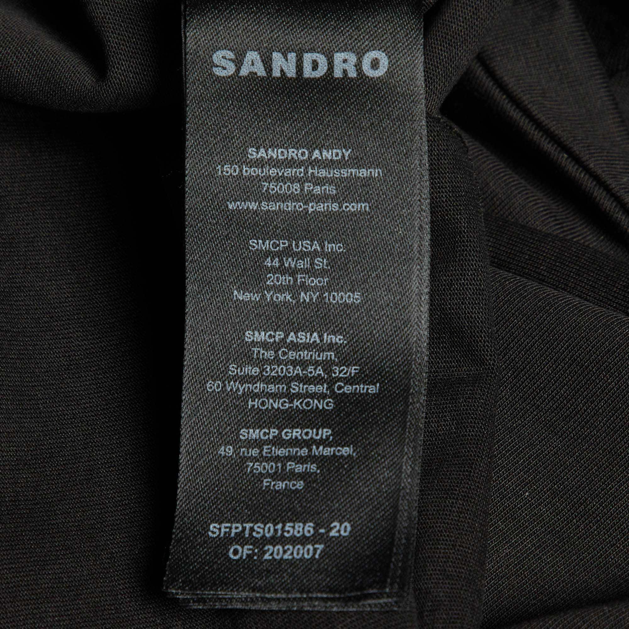 Sandro Black Cotton Rhinestone Embellished Larry Crop Top