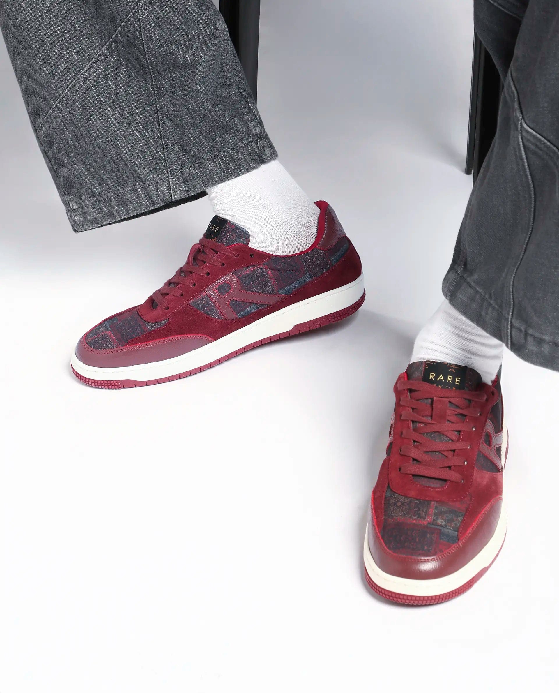 RAREZ Rare Rabbit Men Loom Dark Red Leather Lace - Up Closure Shoes