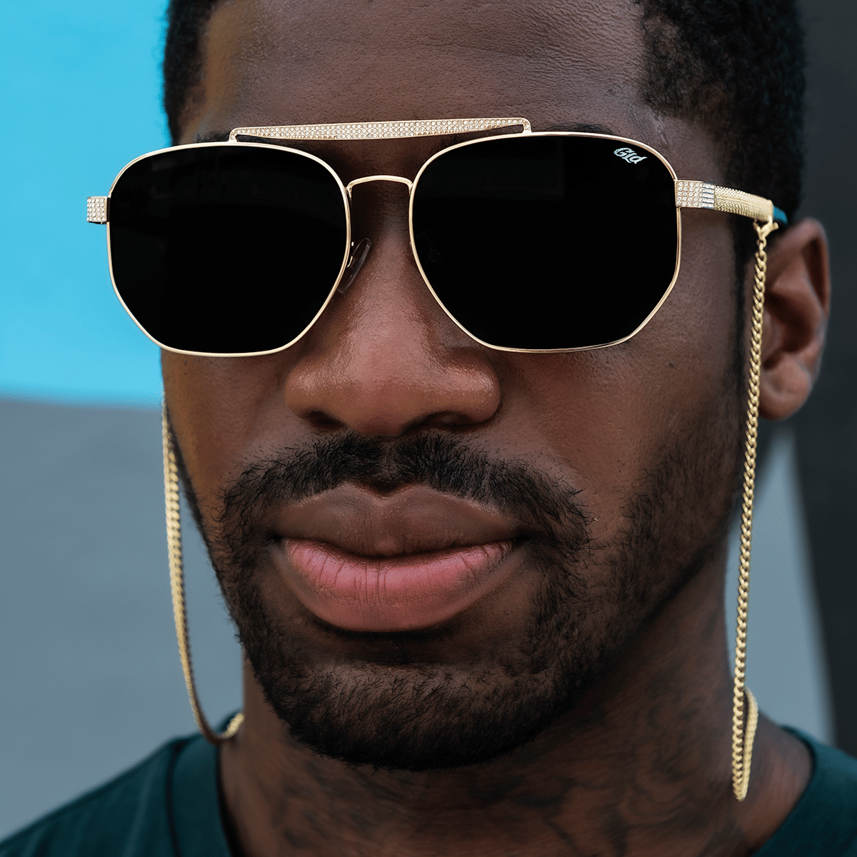 GLD Men The Grove Sunglasses in Yellow Gold with Sunglass Chain