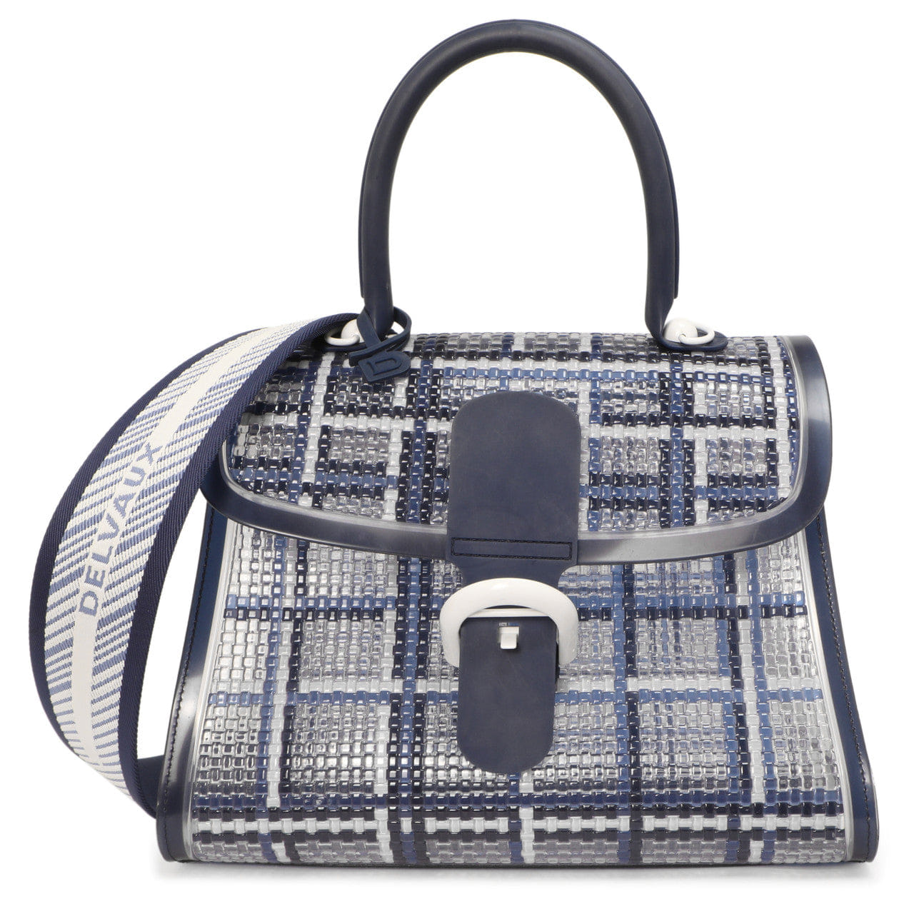 Delvaux Navy Vinyl Gingham The Dreamer Brillant MM