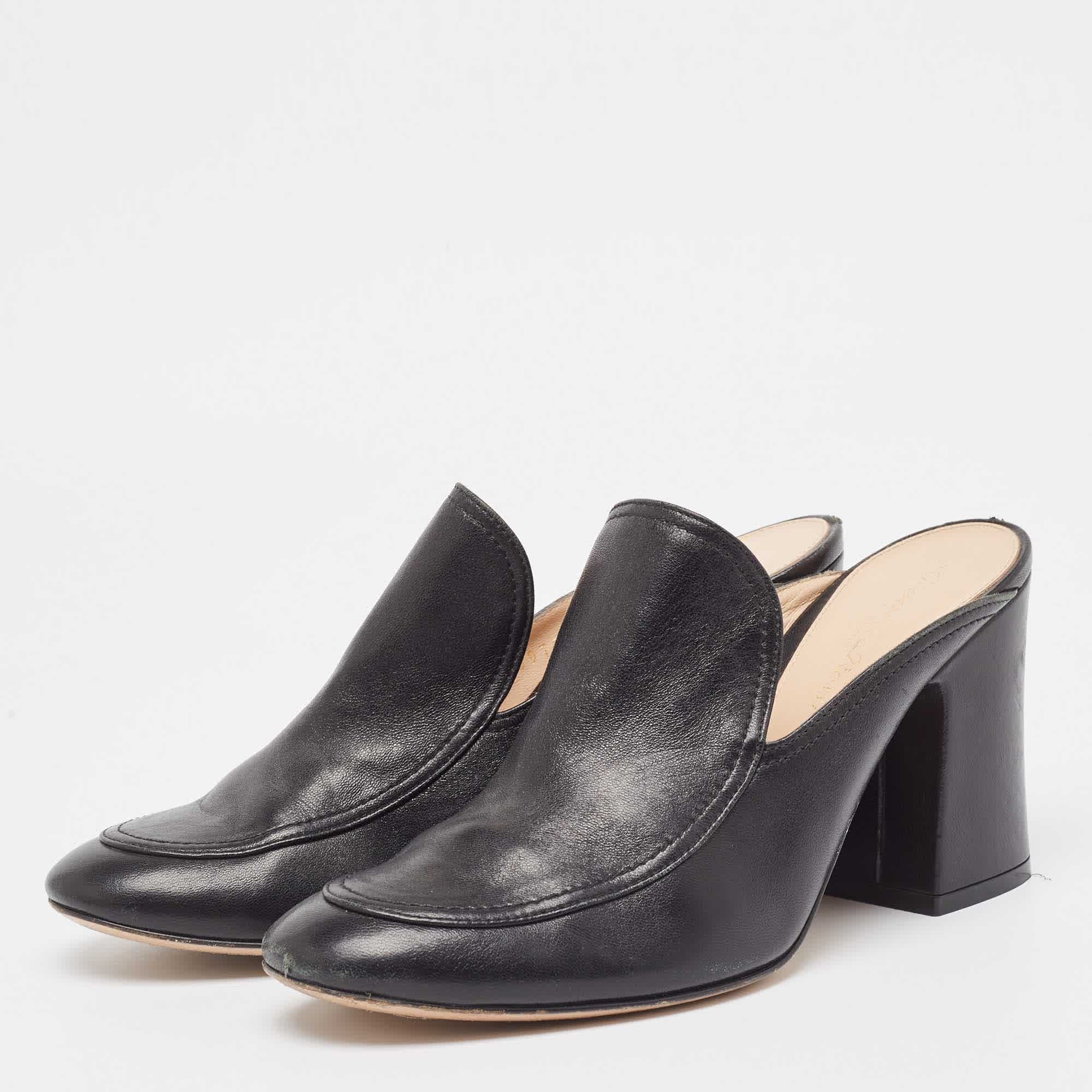 Gianvito Rossi Black Leather Slides Sandals