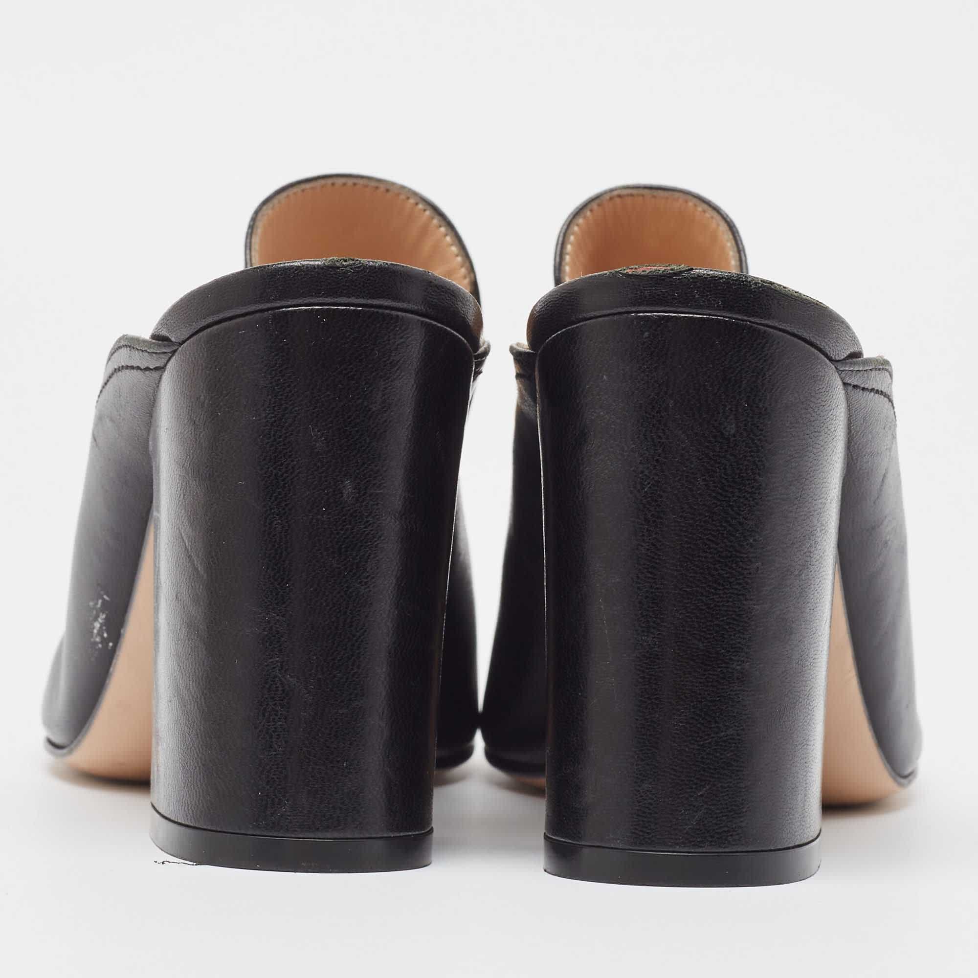 Gianvito Rossi Black Leather Slides Sandals